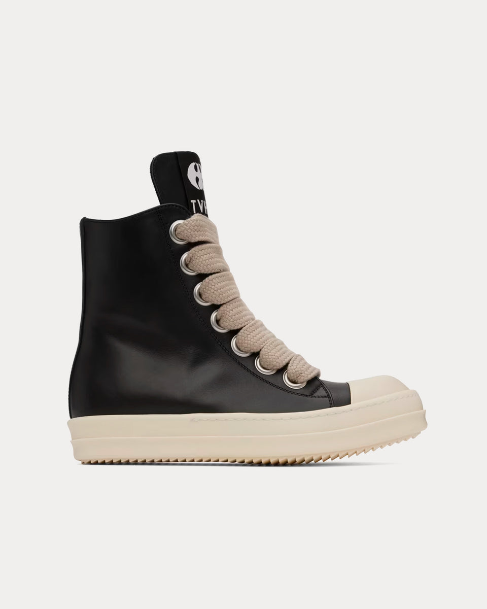 Rick Owens x Kembra Pfahler Jumbo Lace Leather Black / Milk High Top ...