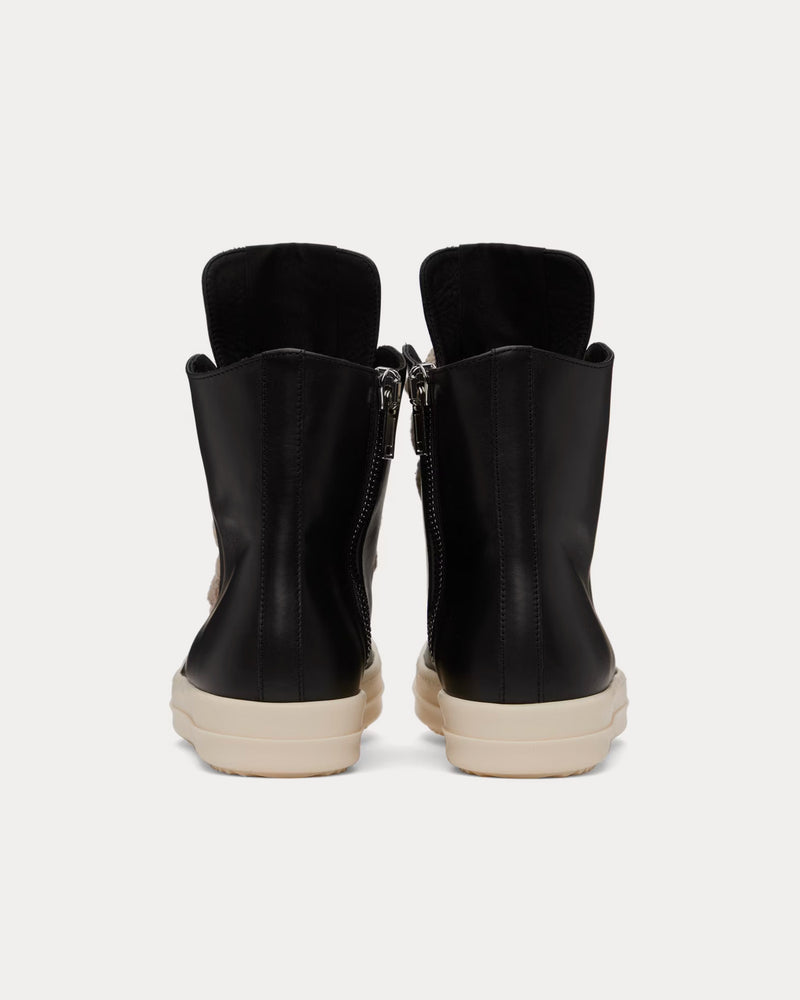 Rick Owens x Kembra Pfahler Jumbo Lace Leather Black / Milk High Top Sneakers - 3