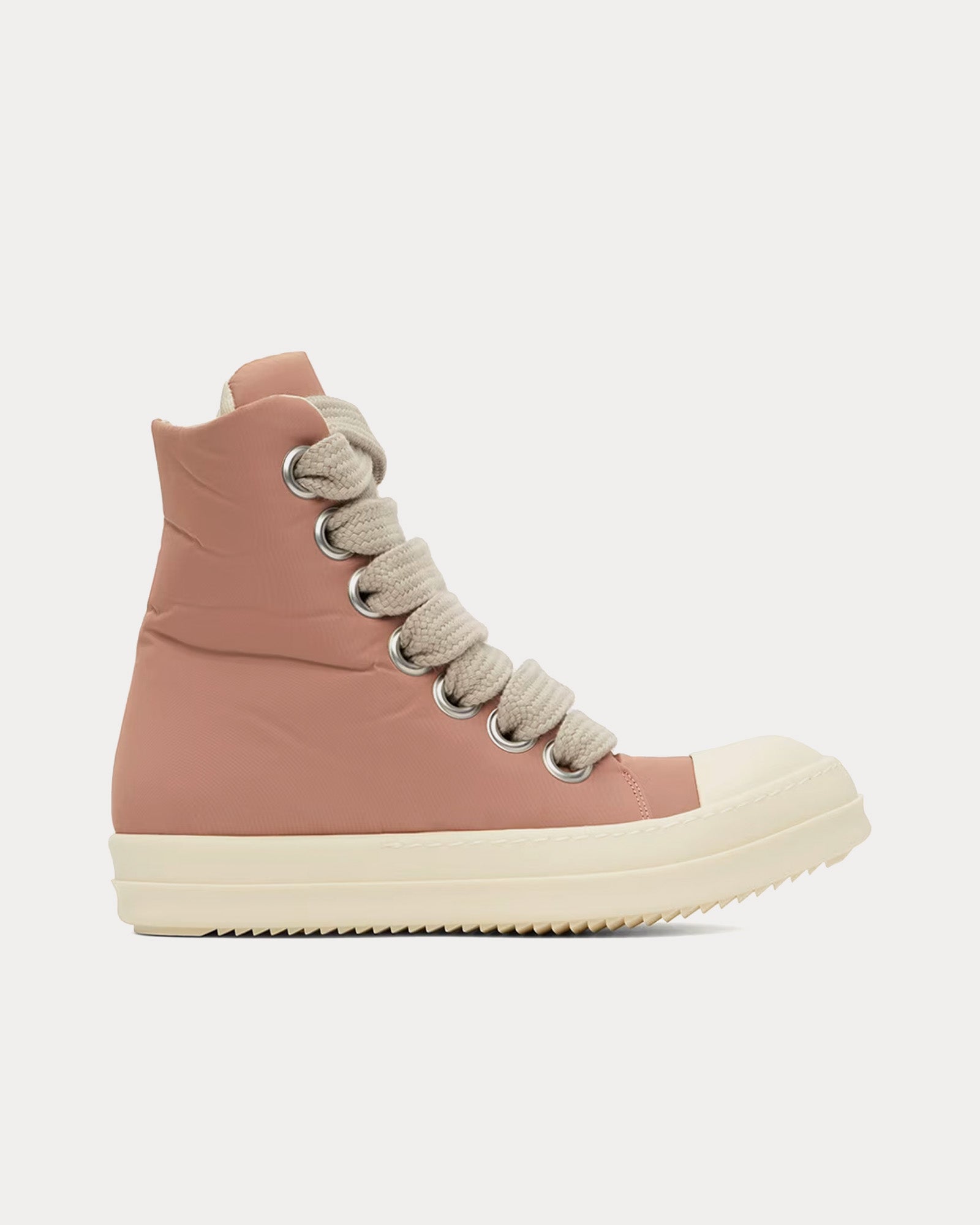 Rick Owens DRKSHDW Jumbo Lace Puffer Dark Pink / Pearl / Milk High Top Sneakers - 1