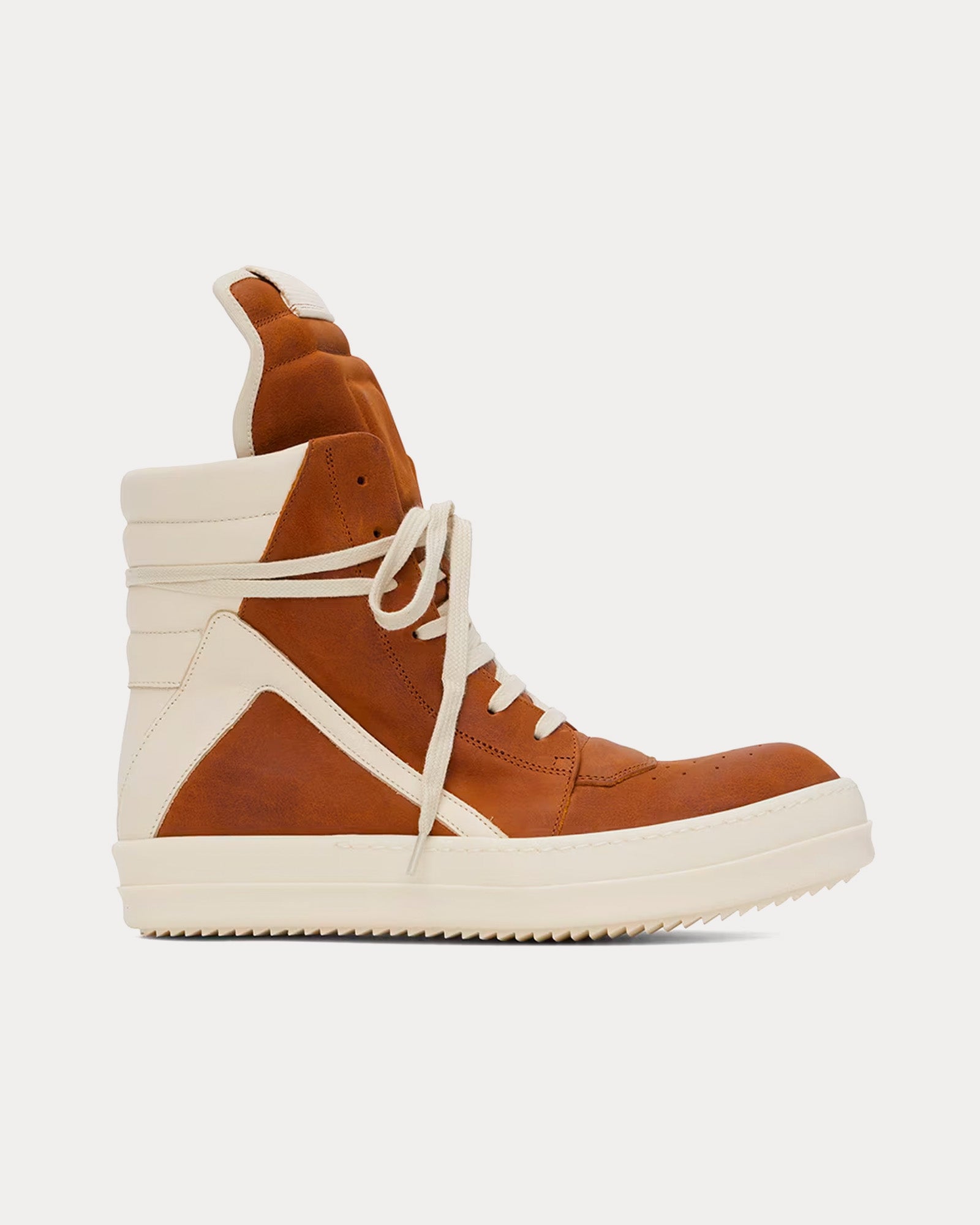 Rick Owens Geobasket Leather Clay / Milk / Milk High Top Sneakers - 1