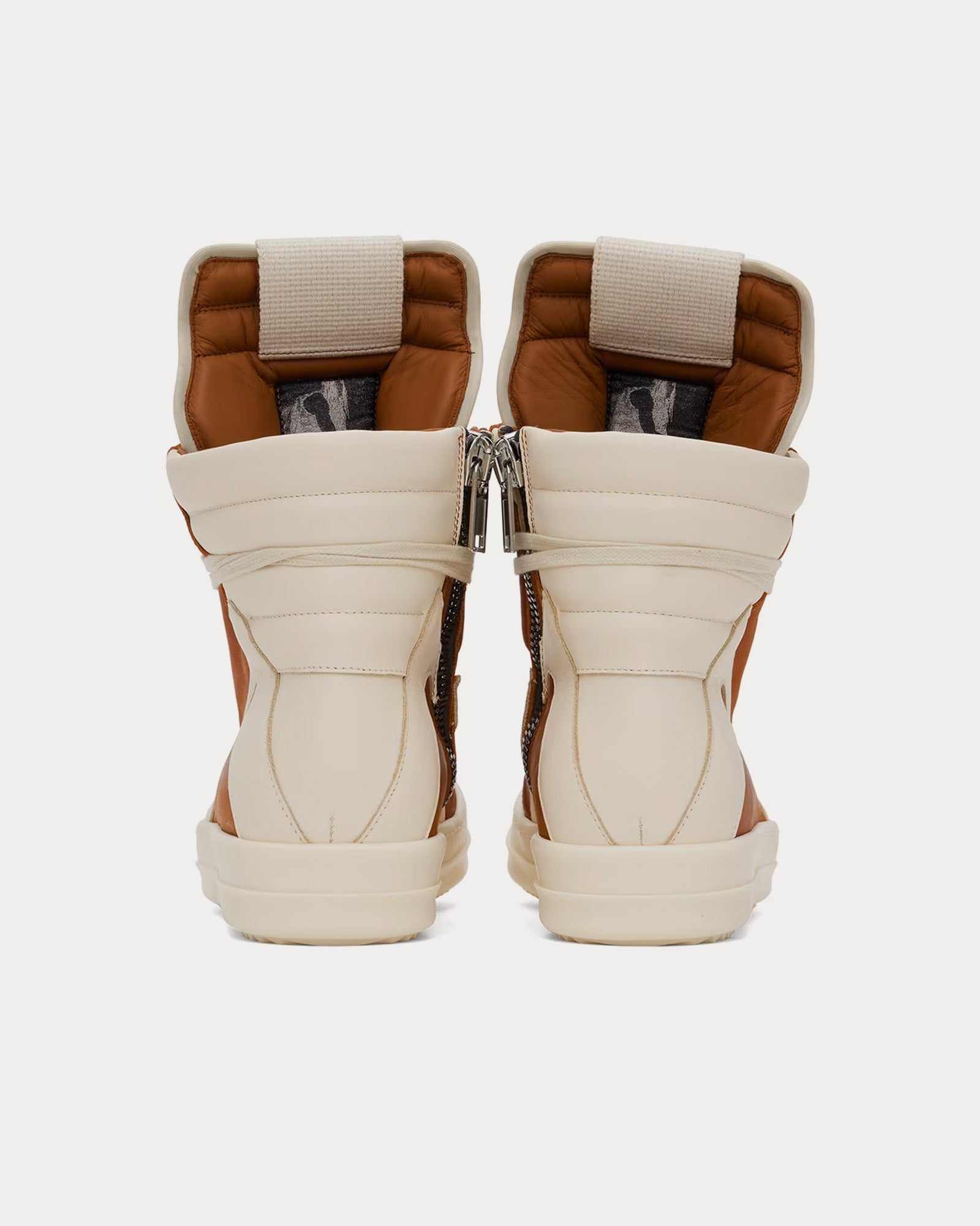 Rick Owens Geobasket Leather Clay / Milk / Milk High Top Sneakers - 3