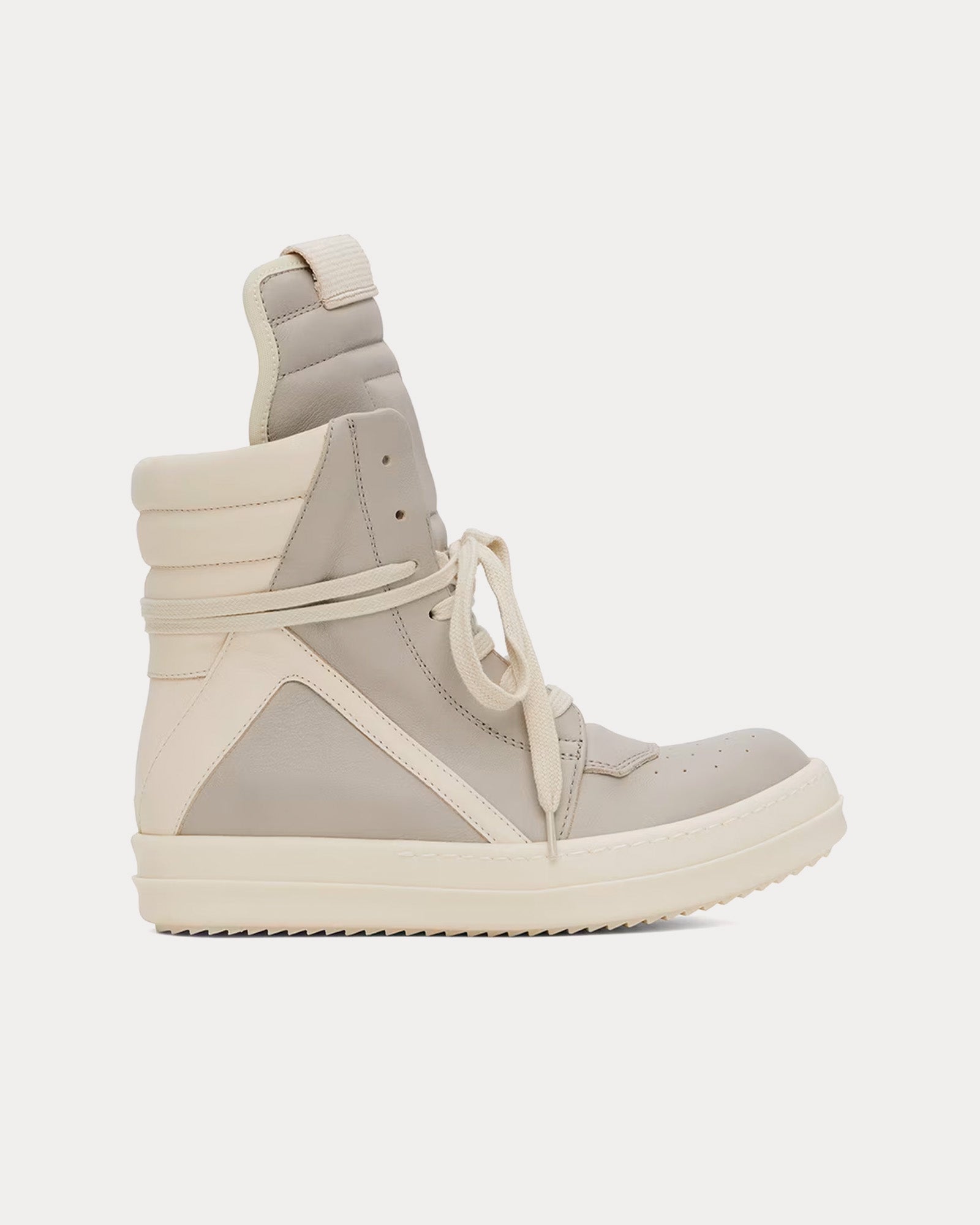 Rick Owens Geobasket Leather Pearl / Milk / Milk High Top Sneakers - 1