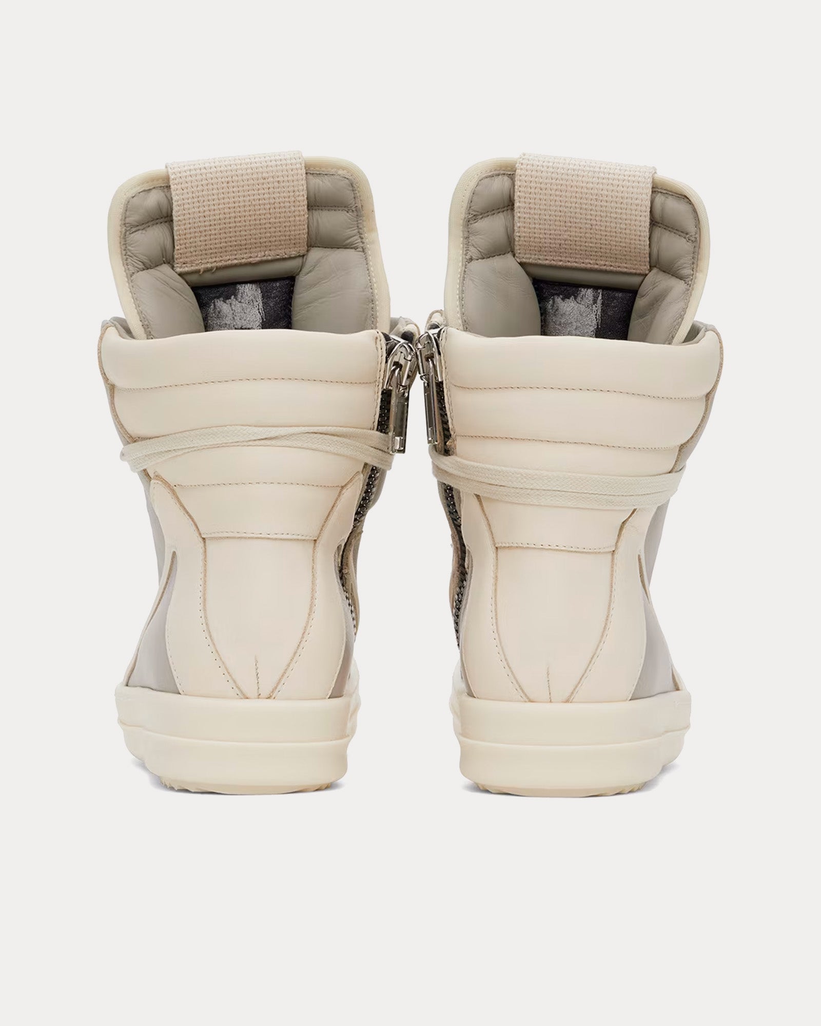 Rick Owens Geobasket Leather Pearl / Milk / Milk High Top Sneakers - 3