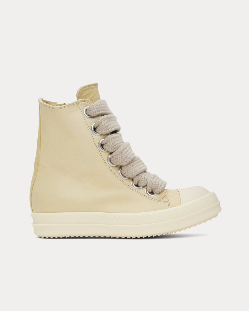 Rick Owens Hollywood Jumbolace Leather Parchment / Pearl / Milk / Milk High Top Sneakers - 1