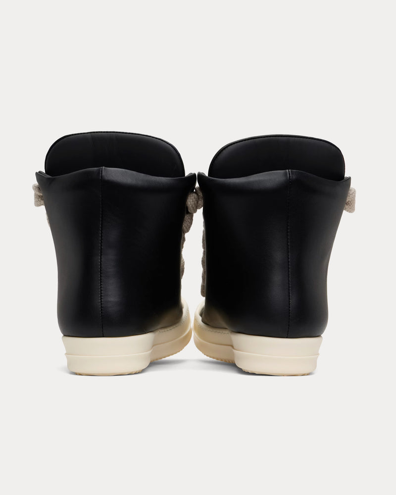 Rick Owens Hollywood Jumbolace Leather Black / Black / Milk High Top Sneakers - 3