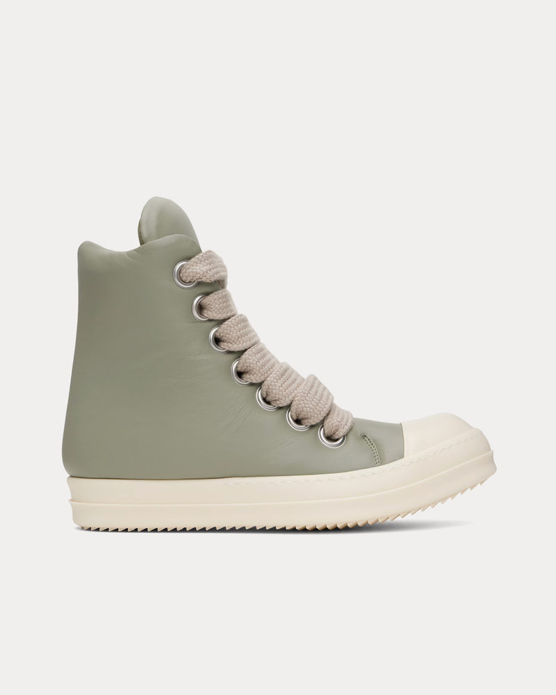 Rick Owens Hollywood Jumbolace Leather Celadon / Milk High Top Sneakers - 1