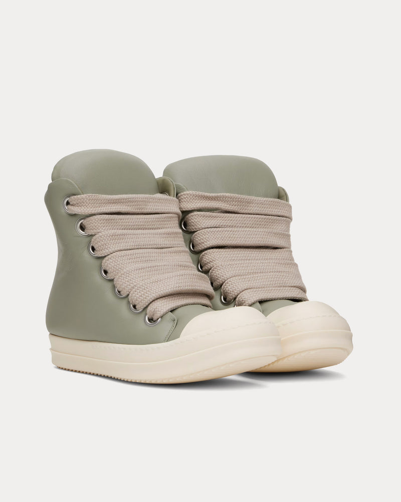 Rick Owens Hollywood Jumbolace Leather Celadon / Milk High Top Sneakers - 2