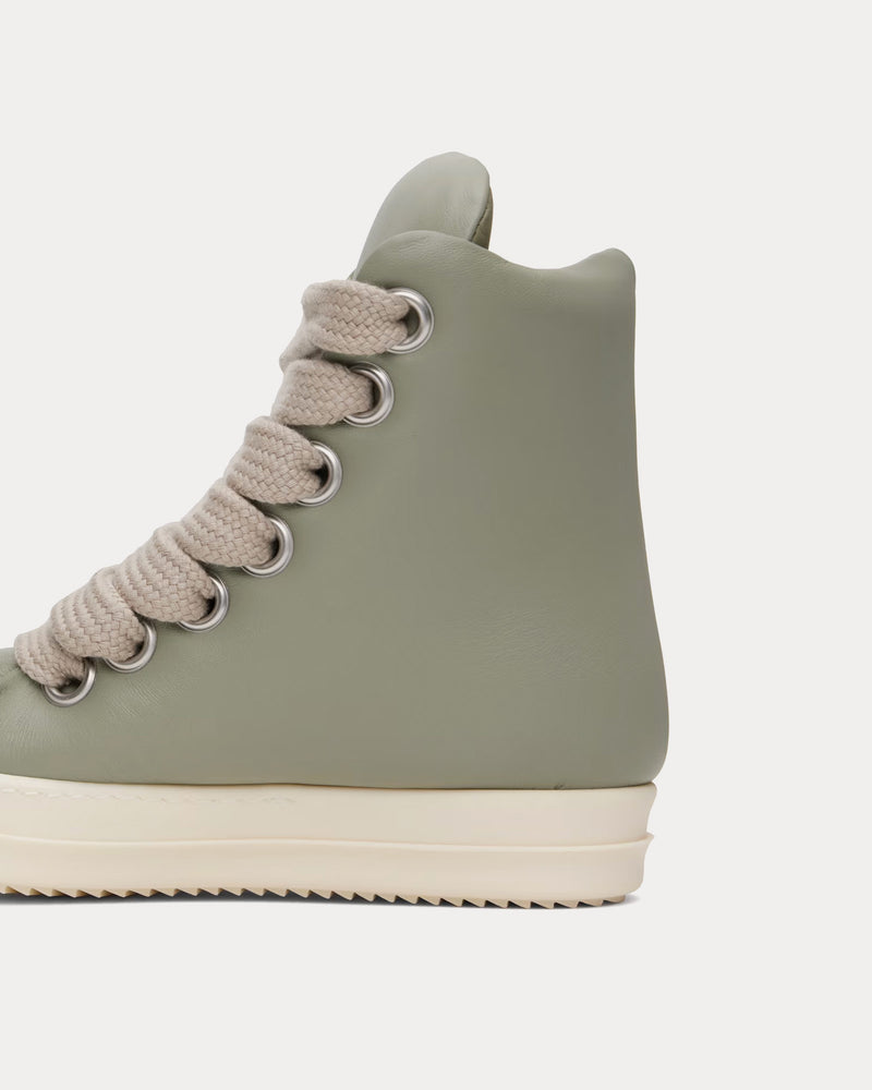 Rick Owens Hollywood Jumbolace Leather Celadon / Milk High Top Sneakers - 4