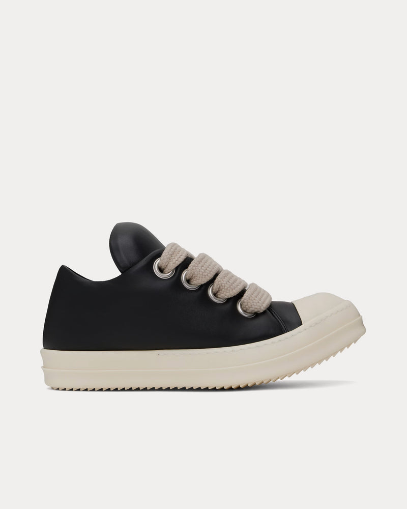 Rick Owens Hollywood Jumbolace Sneaks Leather Black / Milk / Milk Low Top Sneakers - 1