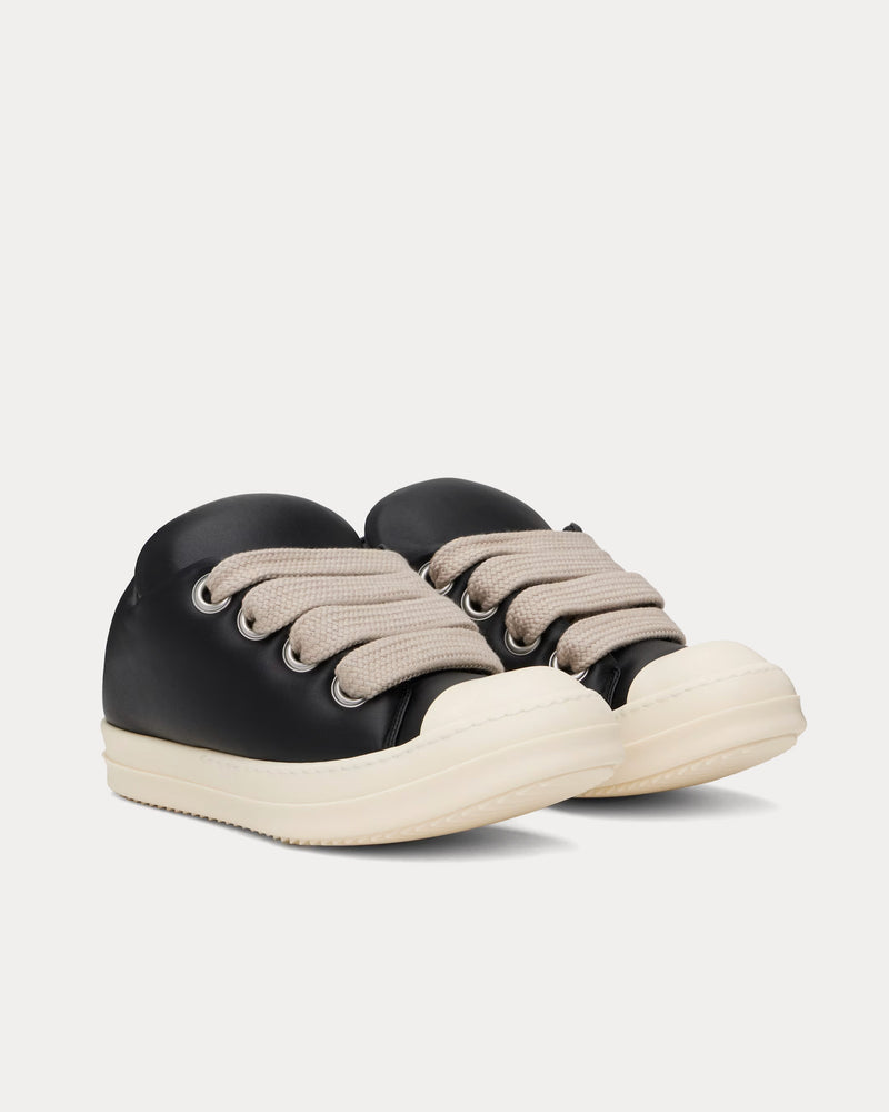 Rick Owens Hollywood Jumbolace Sneaks Leather Black / Milk / Milk Low Top Sneakers - 2