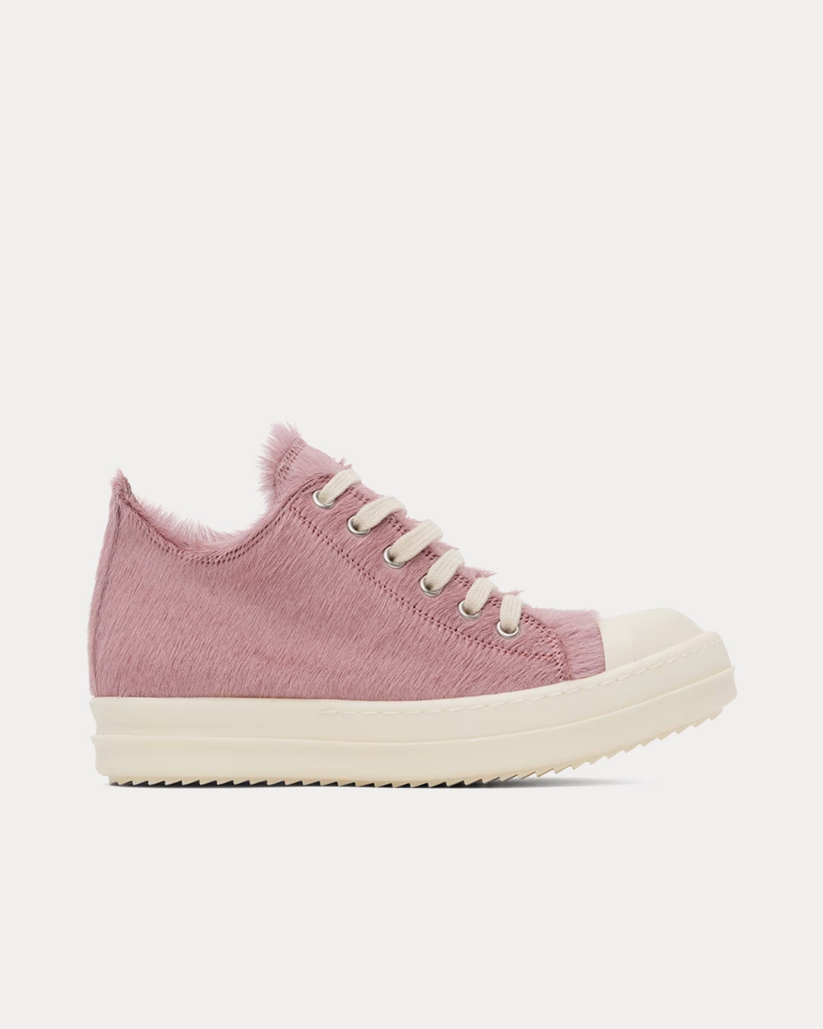 Rick Owens Low Hair On Leather Dusty Pink / Milk / Milk Low Top Sneakers - 1