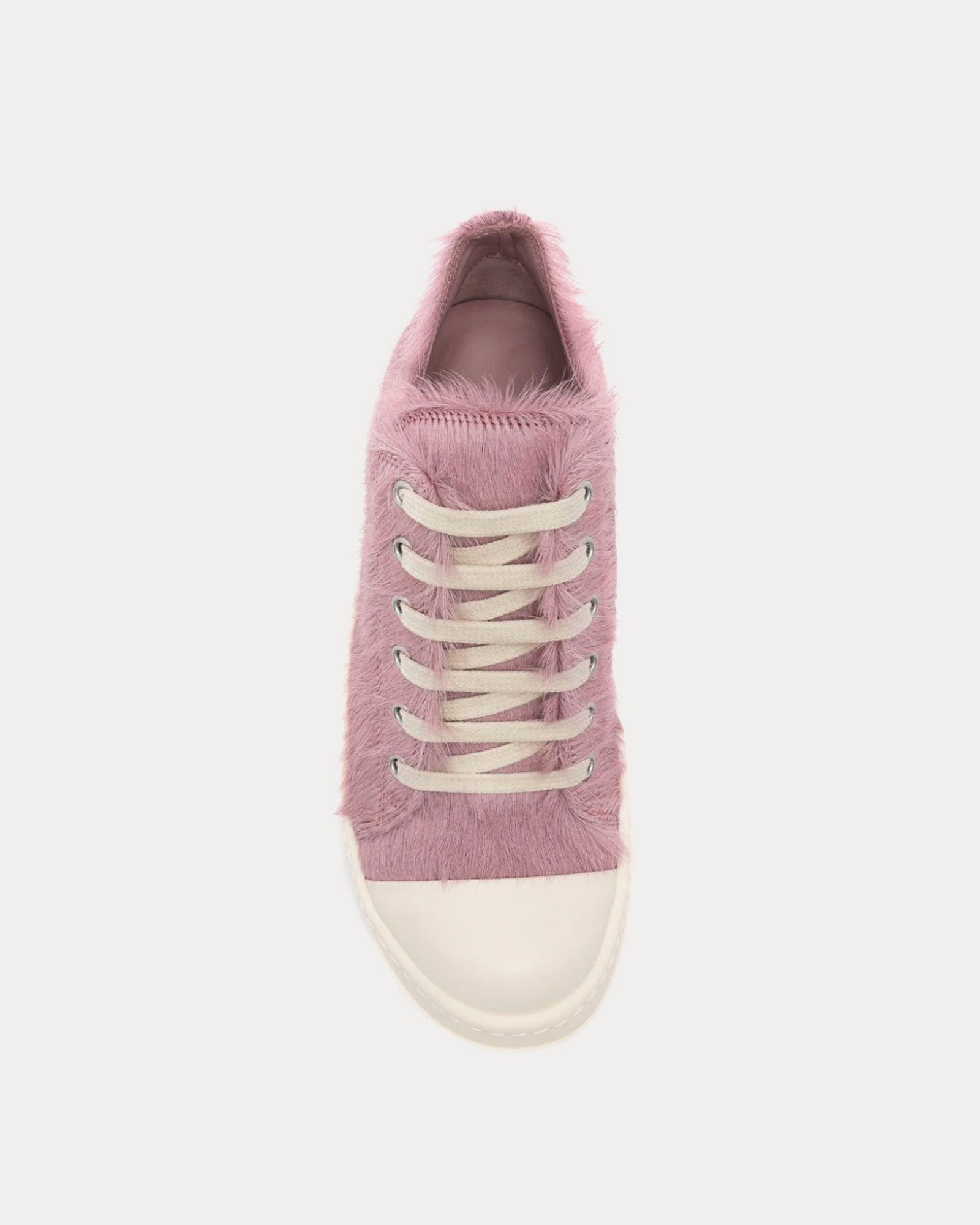 Rick Owens Low Hair On Leather Dusty Pink / Milk / Milk Low Top Sneakers - 2