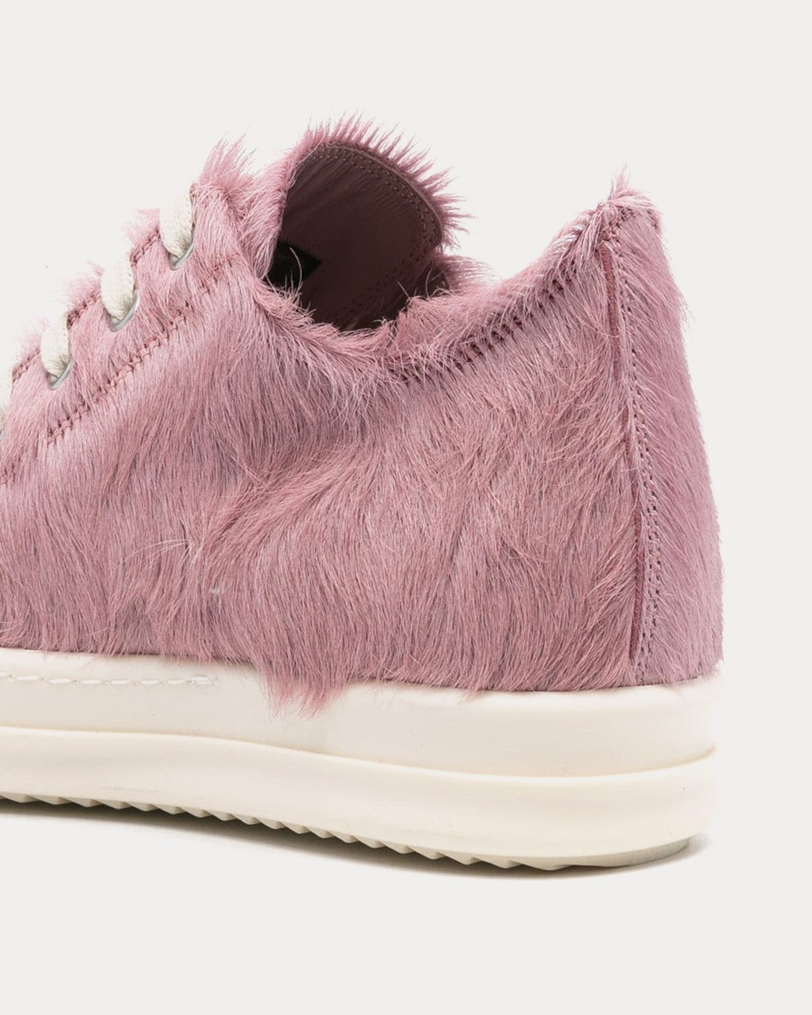 Rick Owens Low Hair On Leather Dusty Pink / Milk / Milk Low Top Sneakers - 3