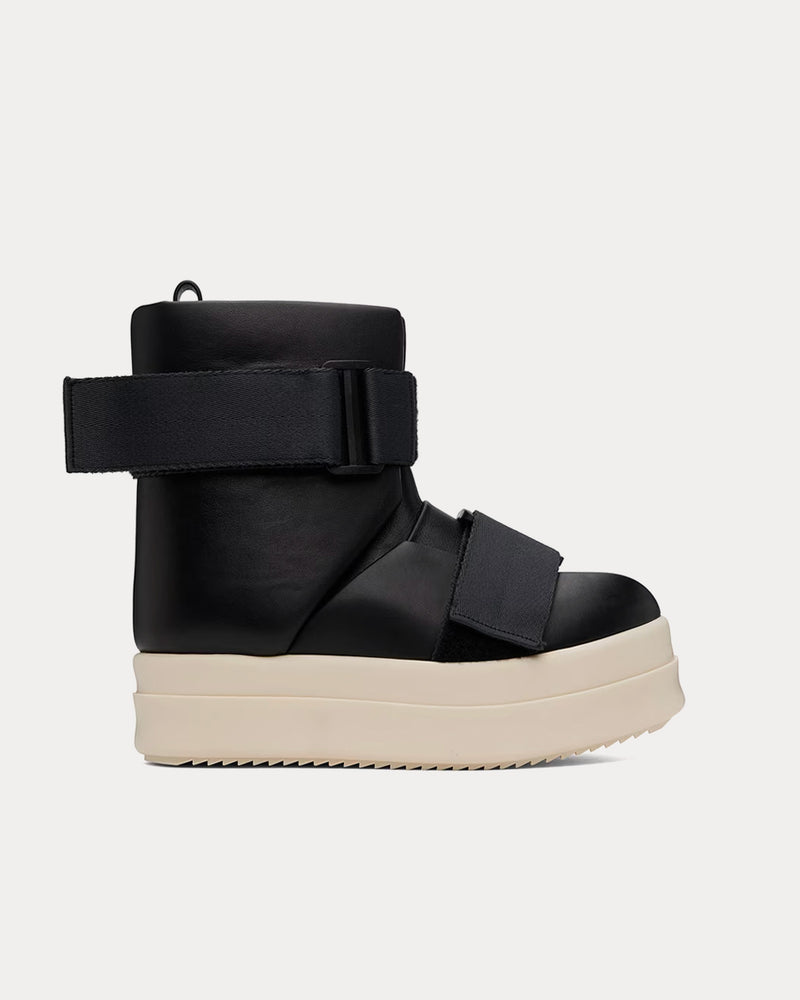 Rick Owens Splint Leather Black / Milk / Milk High Top Sneakers - 1