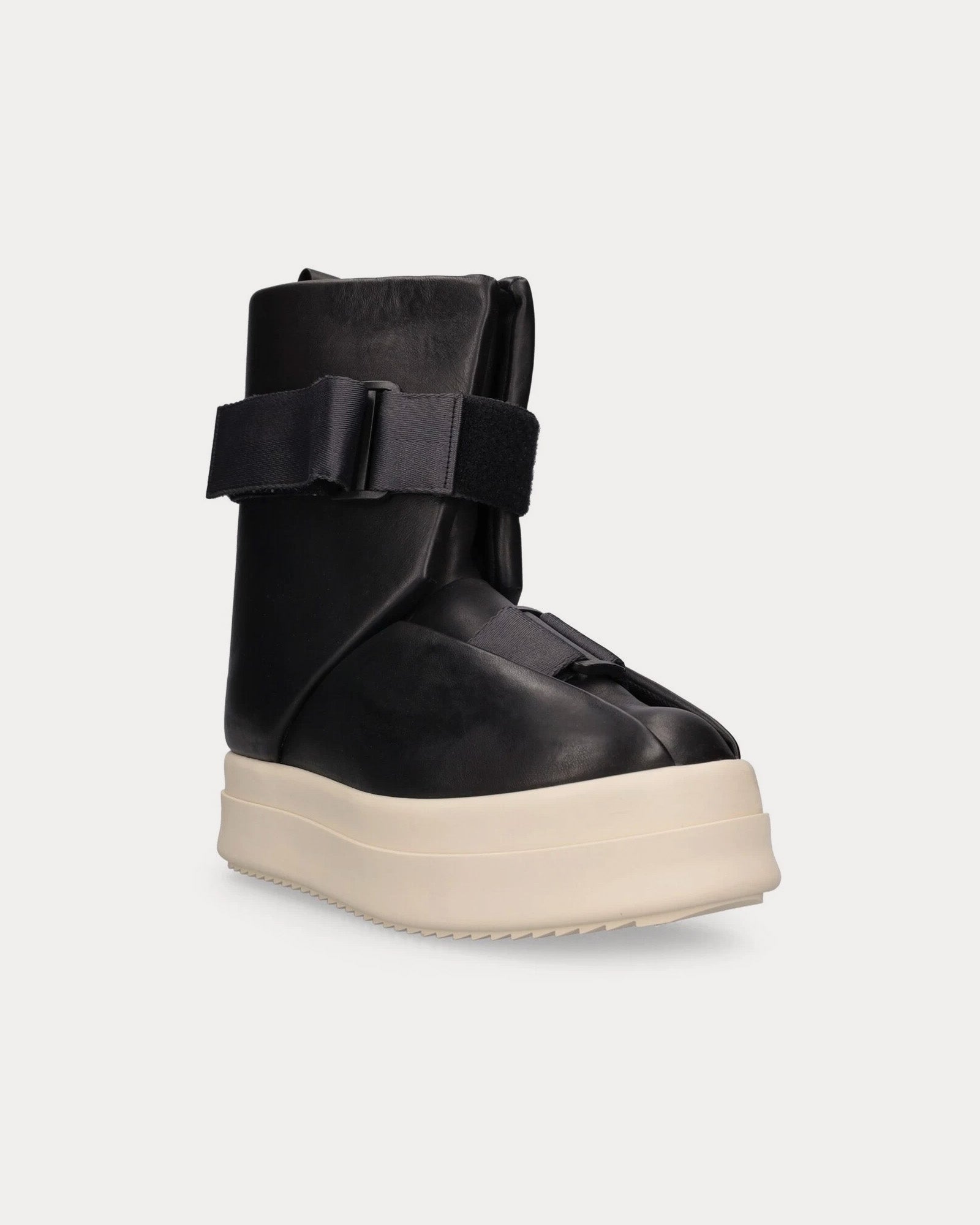 Rick Owens Splint Leather Black / Milk / Milk High Top Sneakers - 2