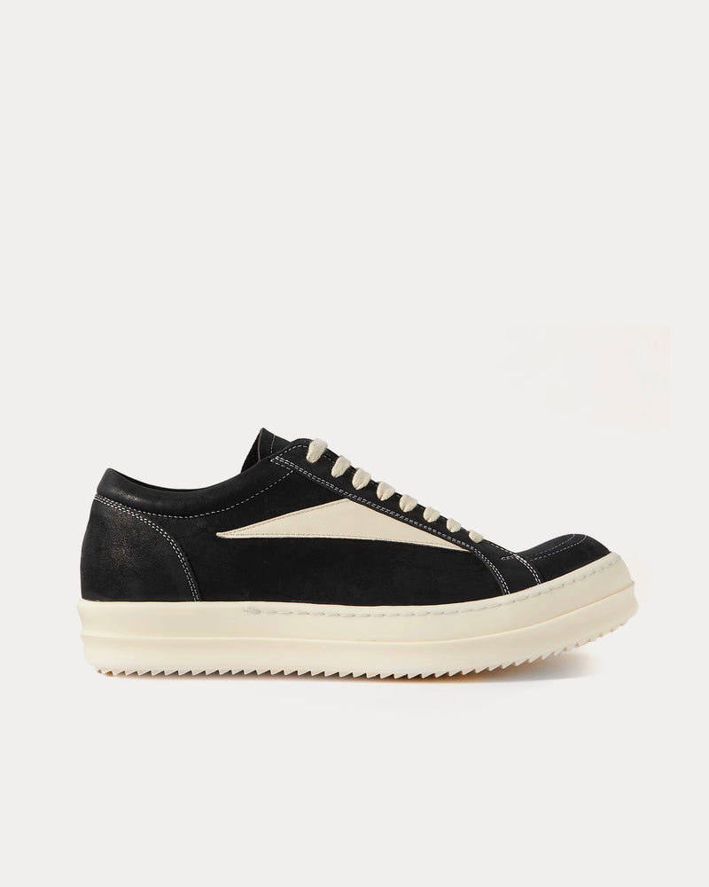 Rick Owens Vintage Leather Black / Milk Low Top Sneakers - 1