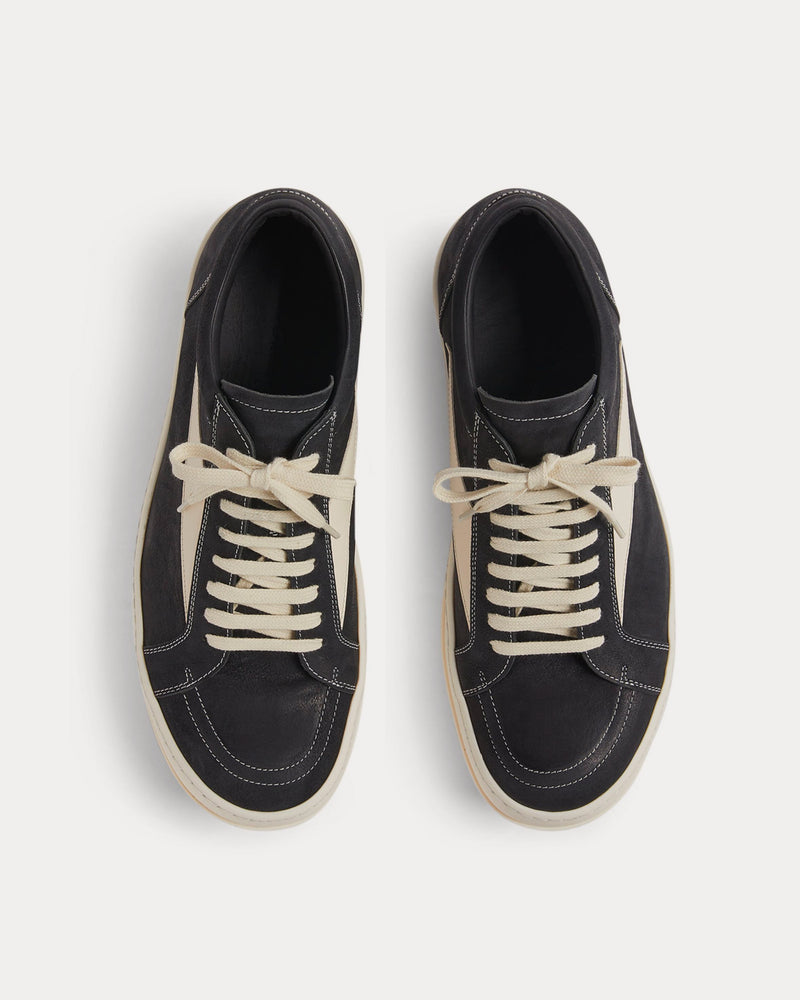 Rick Owens Vintage Leather Black / Milk Low Top Sneakers - 2