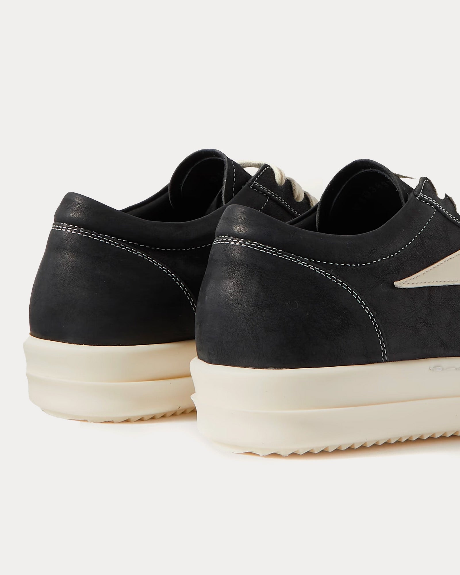 Rick Owens Vintage Leather Black / Milk Low Top Sneakers - 3