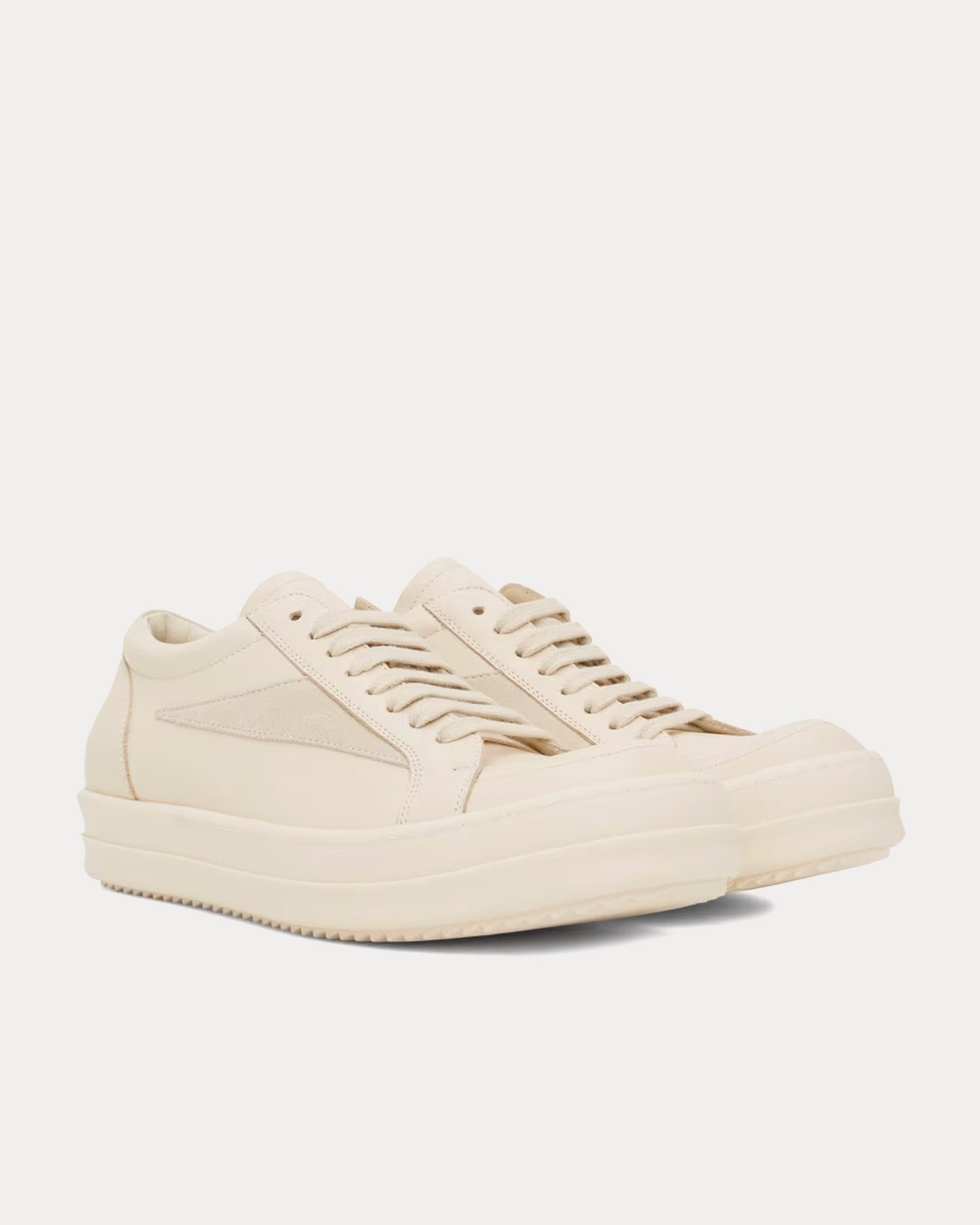 Rick Owens Vintage Leather Milk / Milk Low Top Sneakers - 2