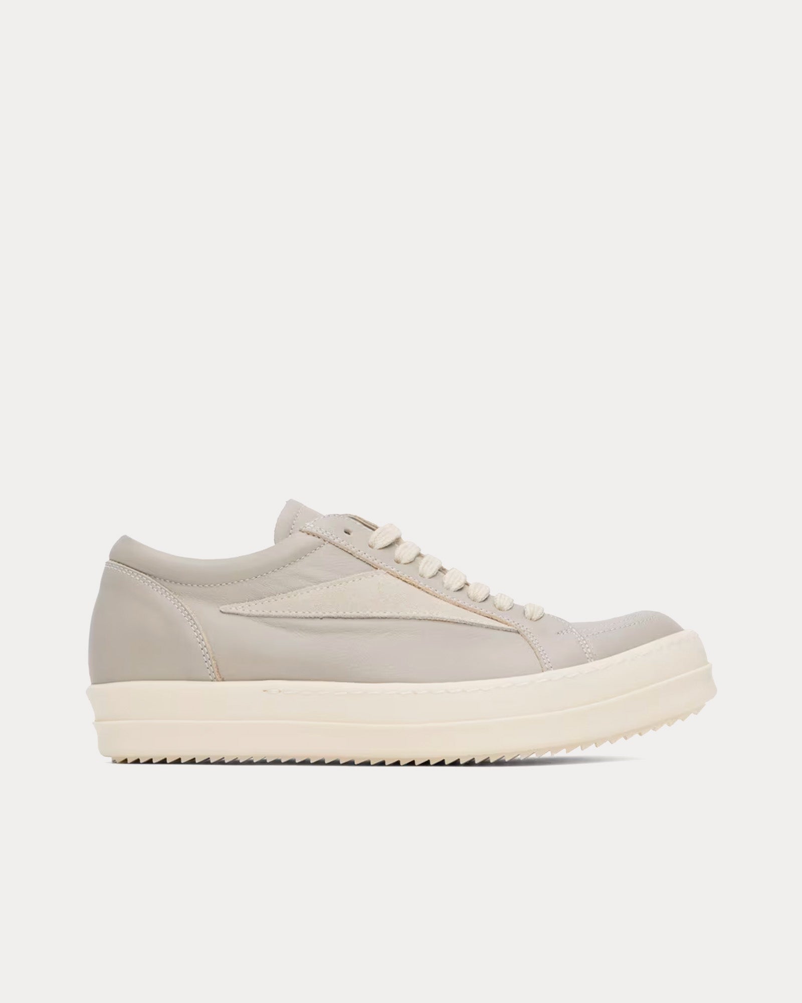 Rick Owens Vintage Leather Pearl / Milk Low Top Sneakers - 1