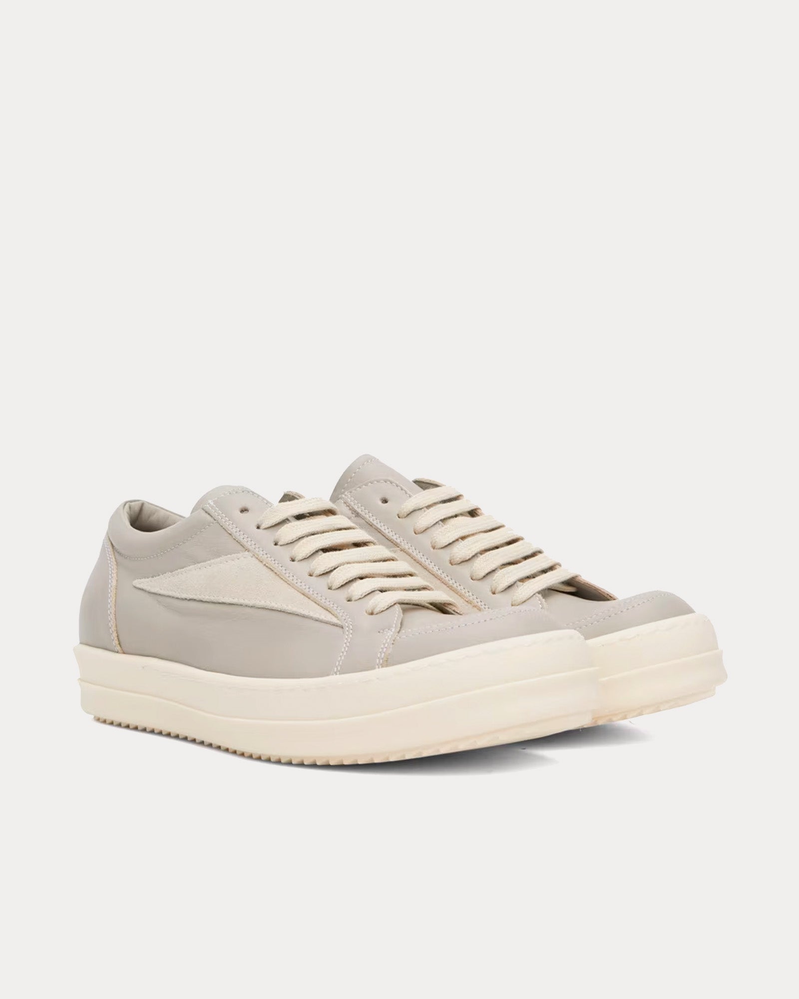 Rick Owens Vintage Leather Pearl / Milk Low Top Sneakers - 2