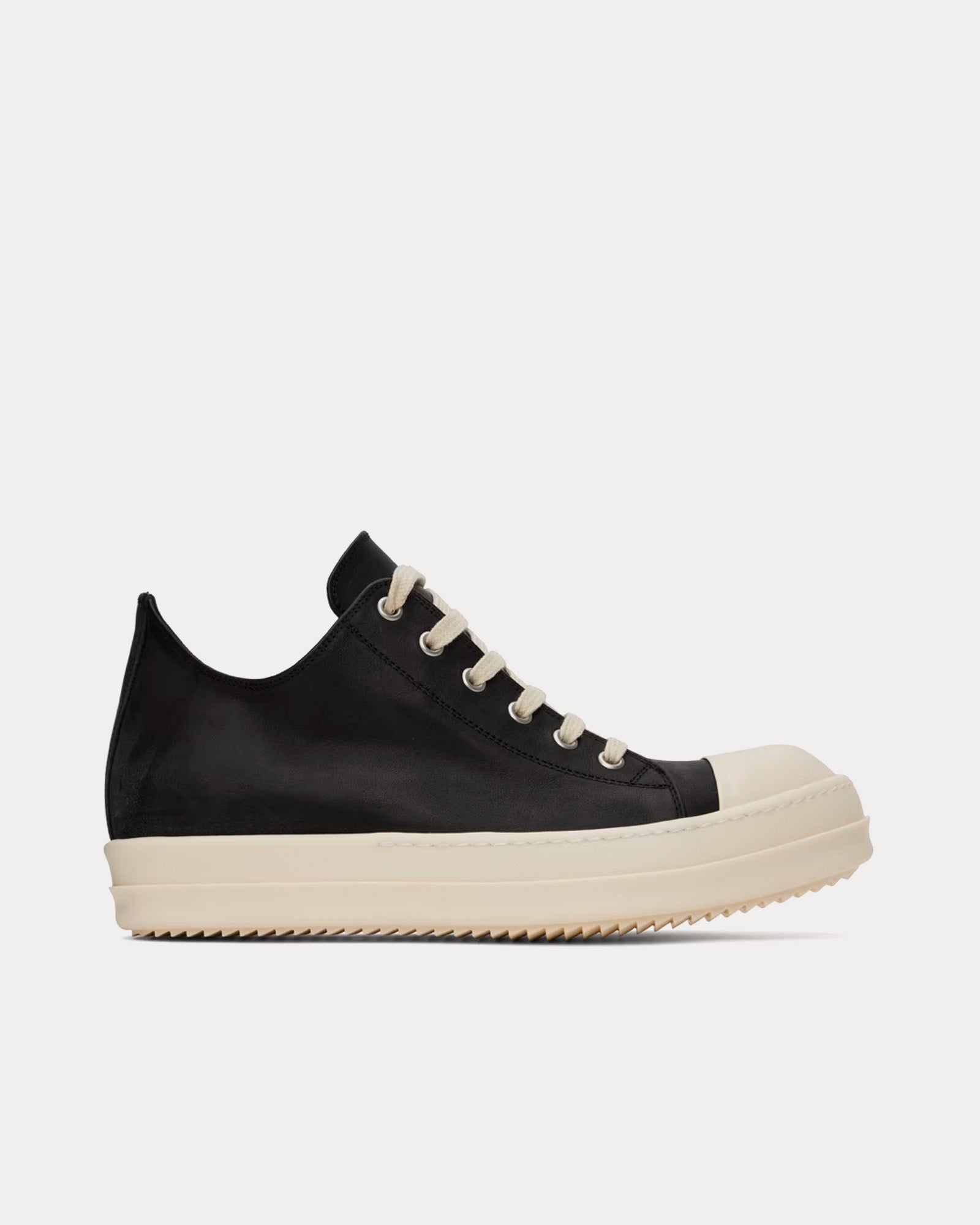 Rick Owens Leather Black / Milk Low Top Sneakers - 1