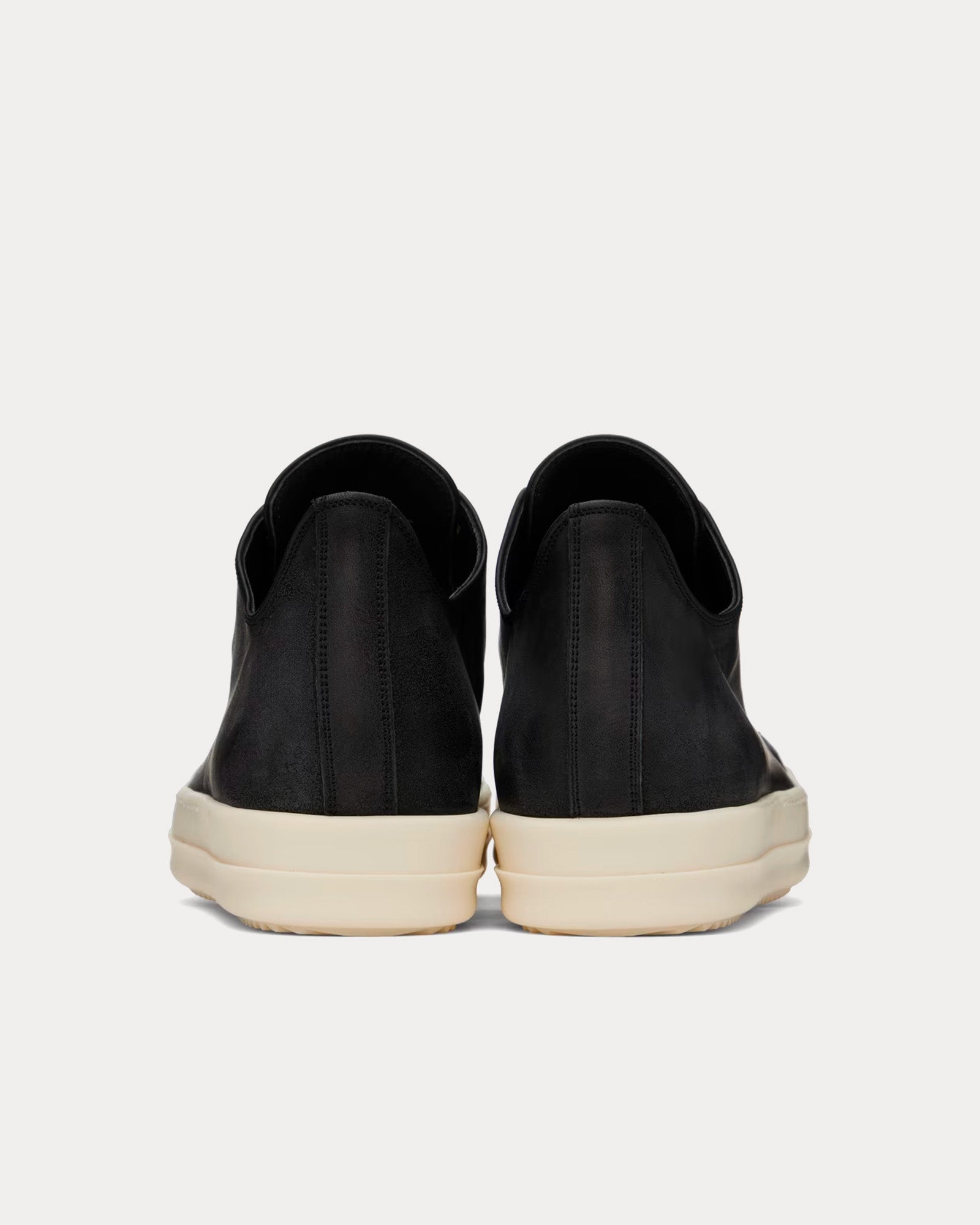 Rick Owens Leather Black / Milk Low Top Sneakers - 3