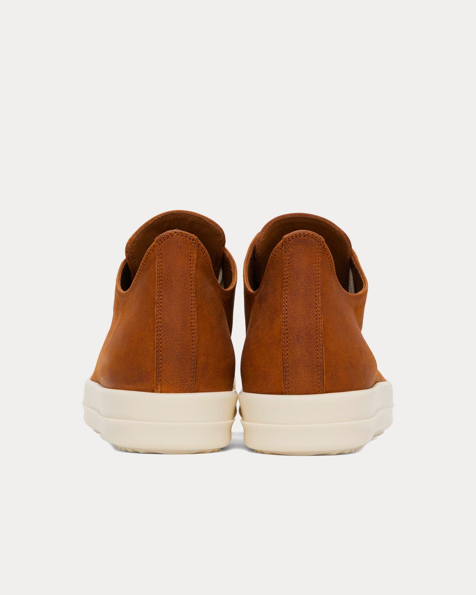 Rick Owens Leather Clay / Milk Low Top Sneakers - 3