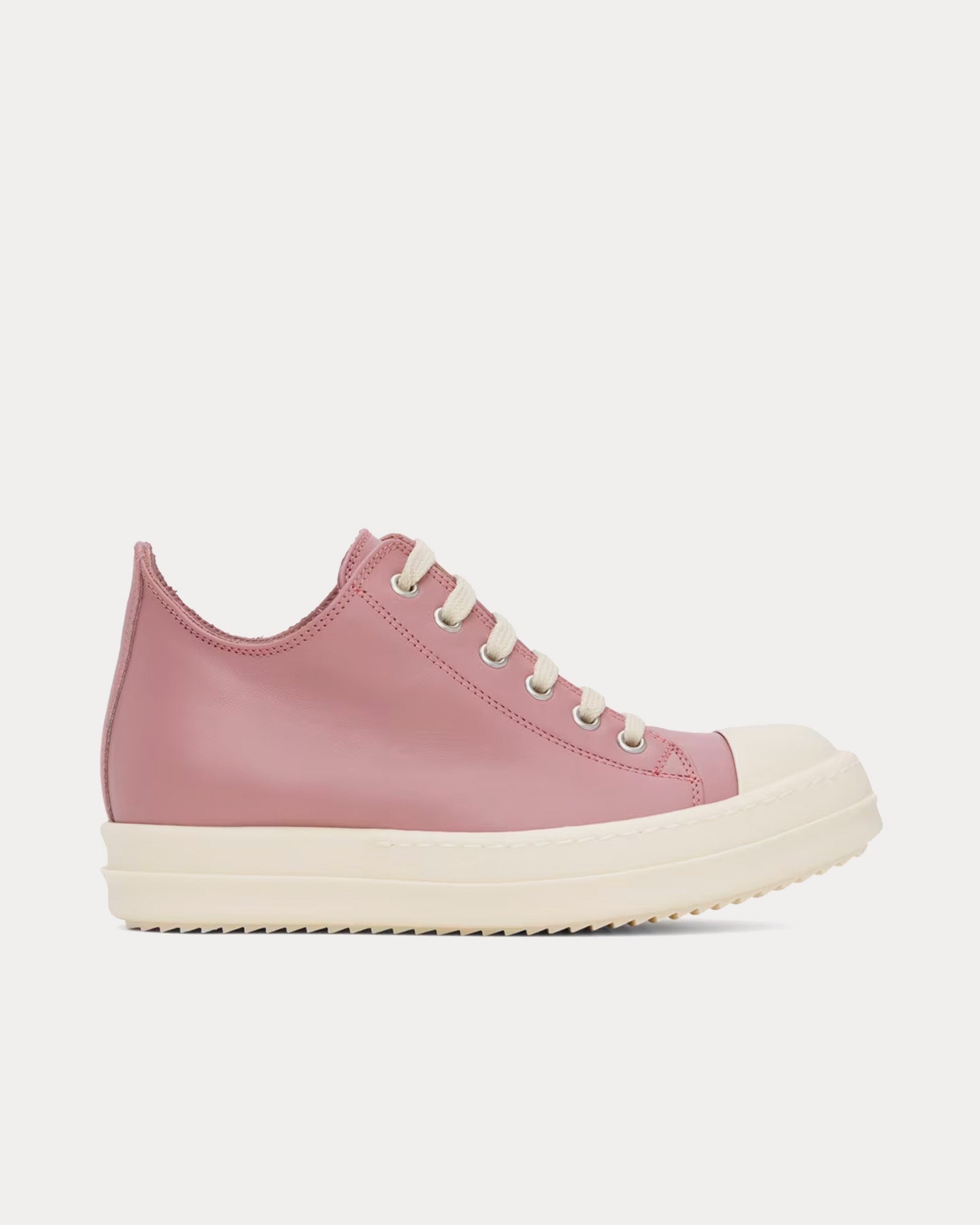 Rick Owens Leather Dusty Pink / Milk Low Top Sneakers - 1