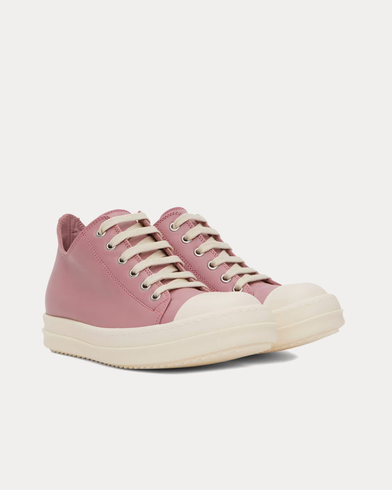 Rick Owens Leather Dusty Pink / Milk Low Top Sneakers - 2