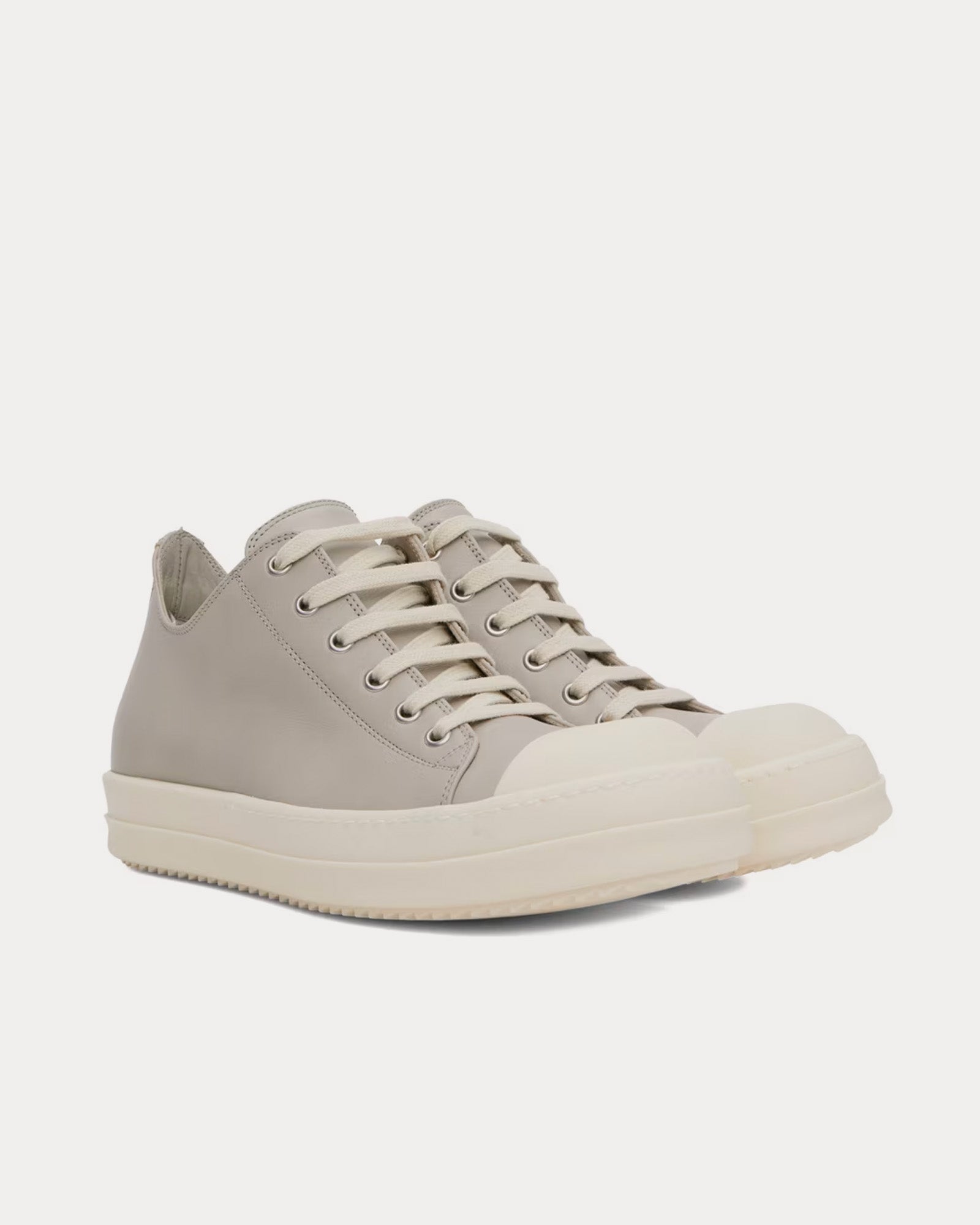 Rick Owens Leather Pearl / Milk Low Top Sneakers - 2