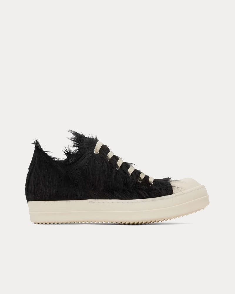 Rick Owens Low Hair On Leather Black / Milk / Milk Low Top Sneakers - 1