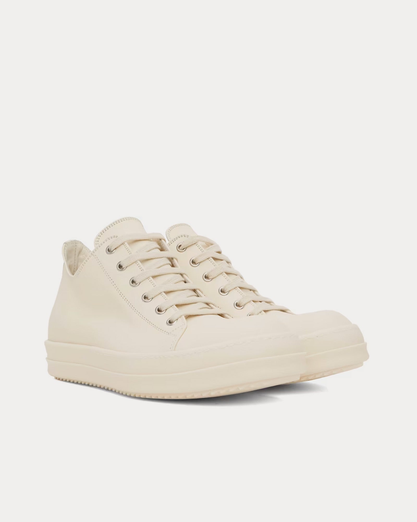 Rick Owens Leather Milk / Milk Low Top Sneakers - 2