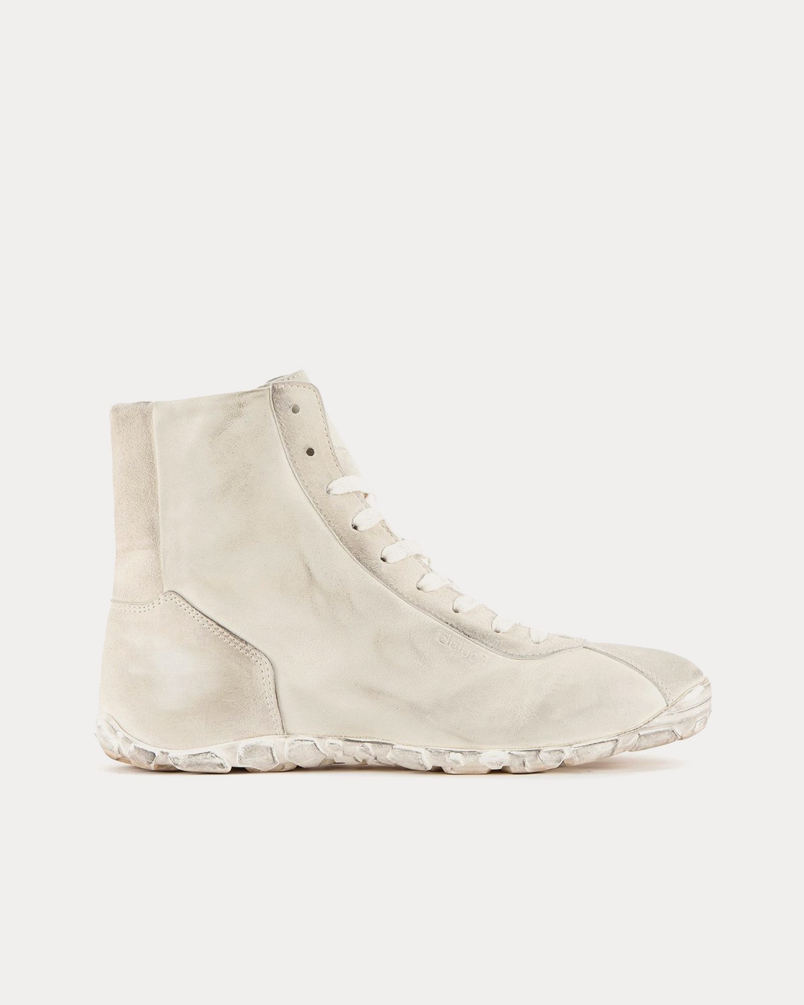 Roulais Saddle Hi Distressed White High Top Sneakers - 1