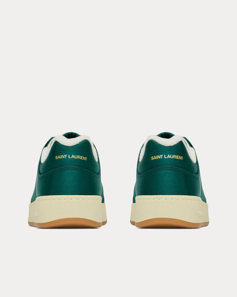 Saint Laurent SL/61 Satin Crepe Bottle Green / White / Honey Low Top Sneakers - 4