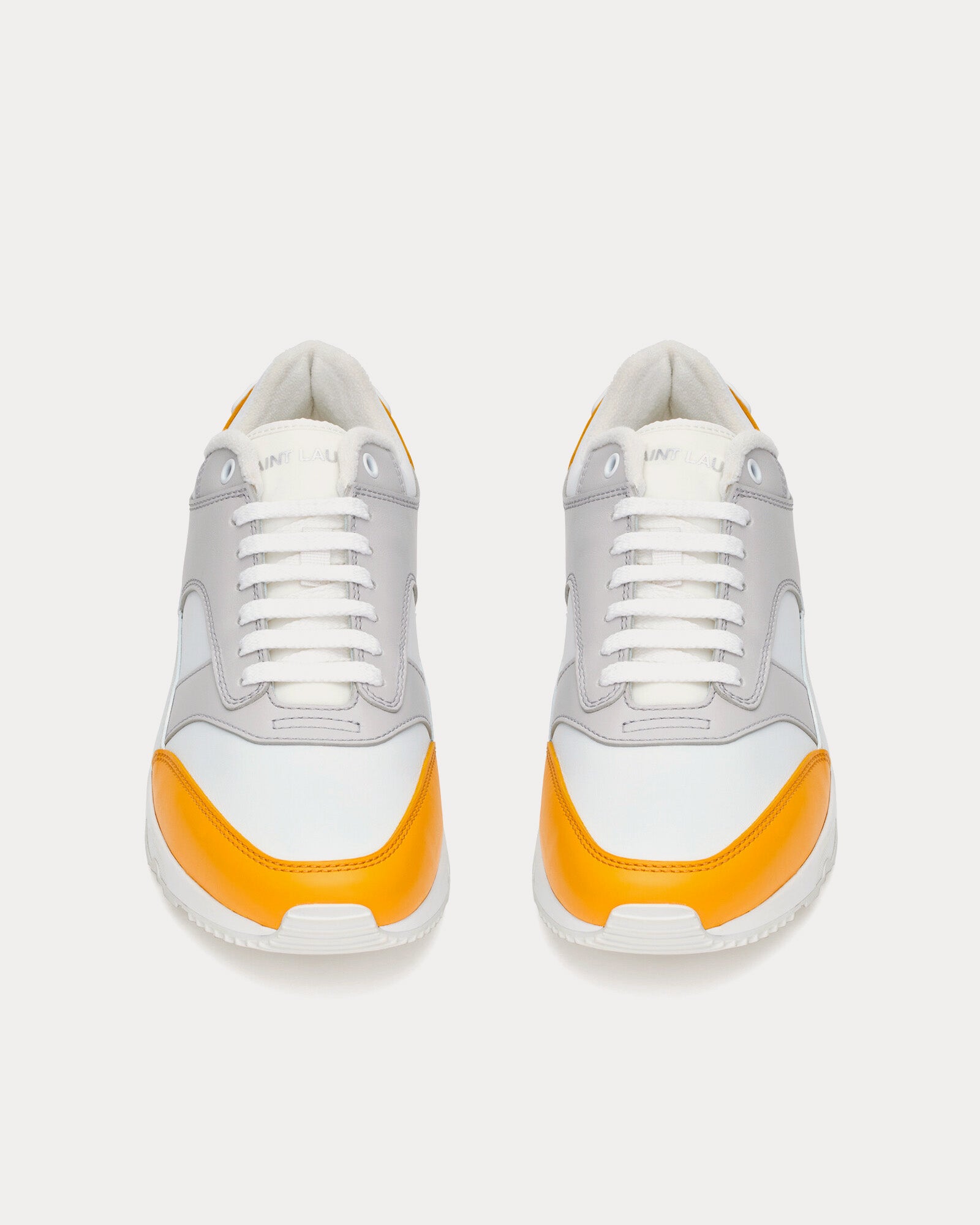 Saint Laurent Bump Smooth Leather White / Yellow Low Top Sneakers - 2