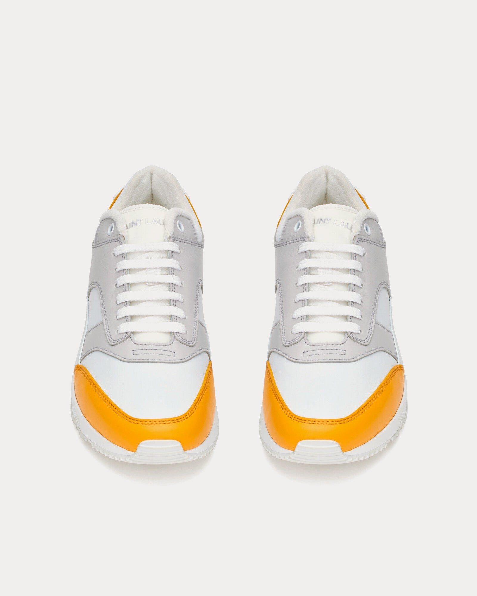 Saint Laurent Bump Smooth Leather White / Yellow Low Top Sneakers - 2