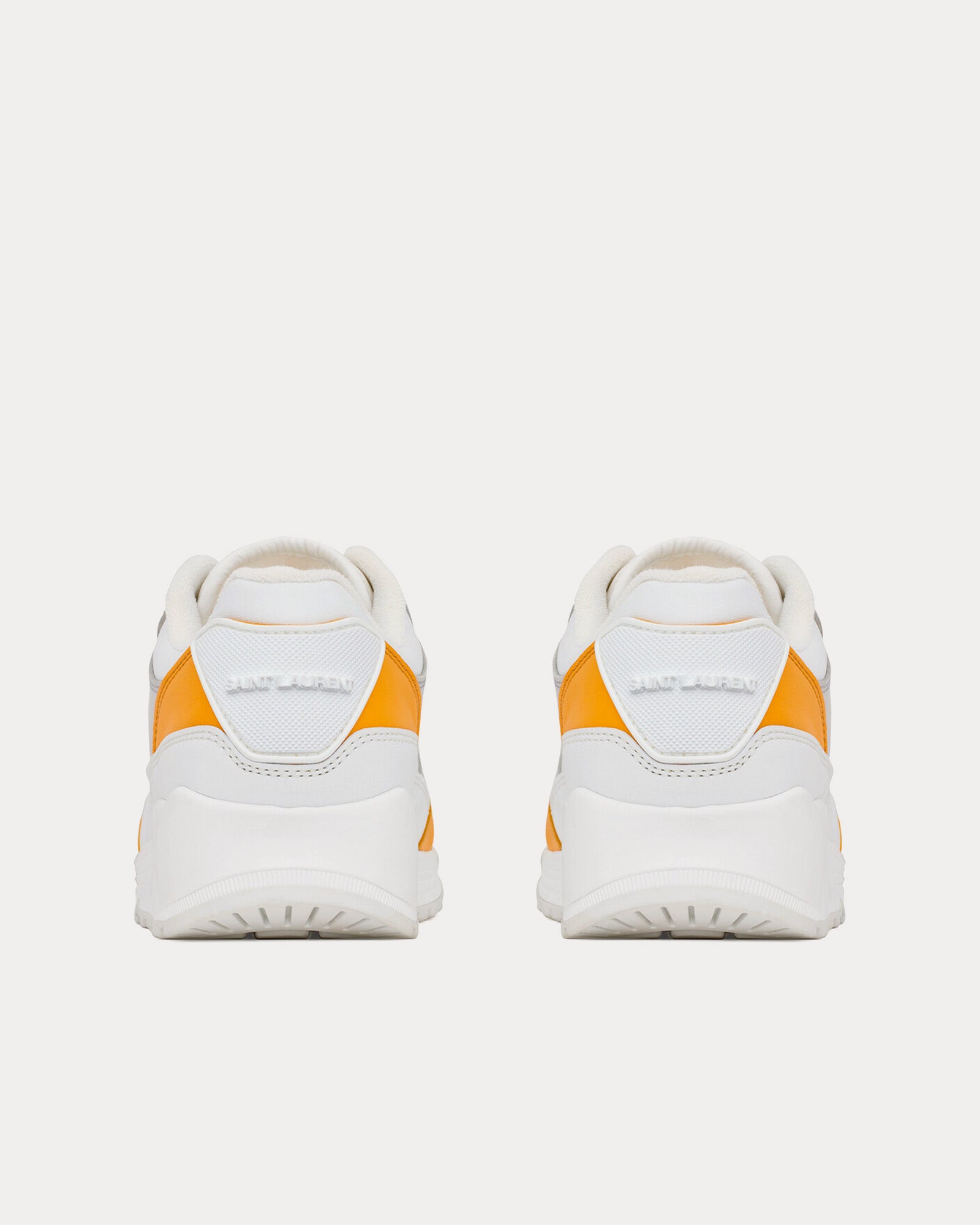 Saint Laurent Bump Smooth Leather White / Yellow Low Top Sneakers - 4