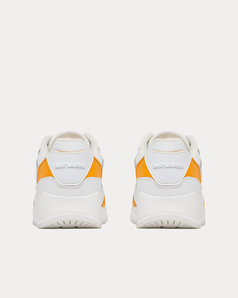 Saint Laurent Bump Smooth Leather White / Yellow Low Top Sneakers - 4