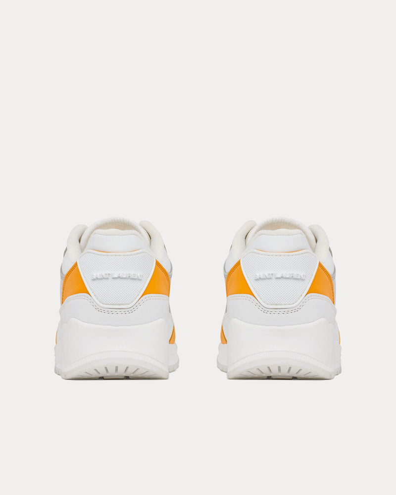 Saint Laurent Bump Smooth Leather White / Yellow Low Top Sneakers - 4