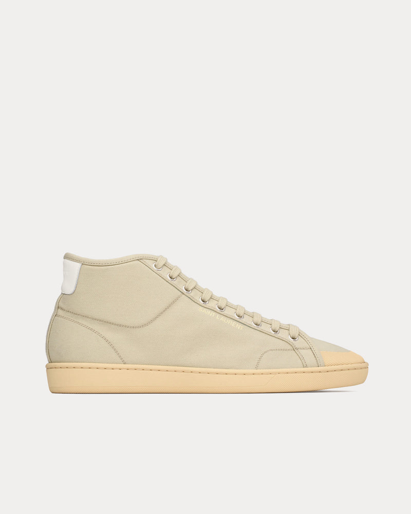 Saint Laurent SL/39 Court Classic Canvas Beige High Top Sneakers - 1