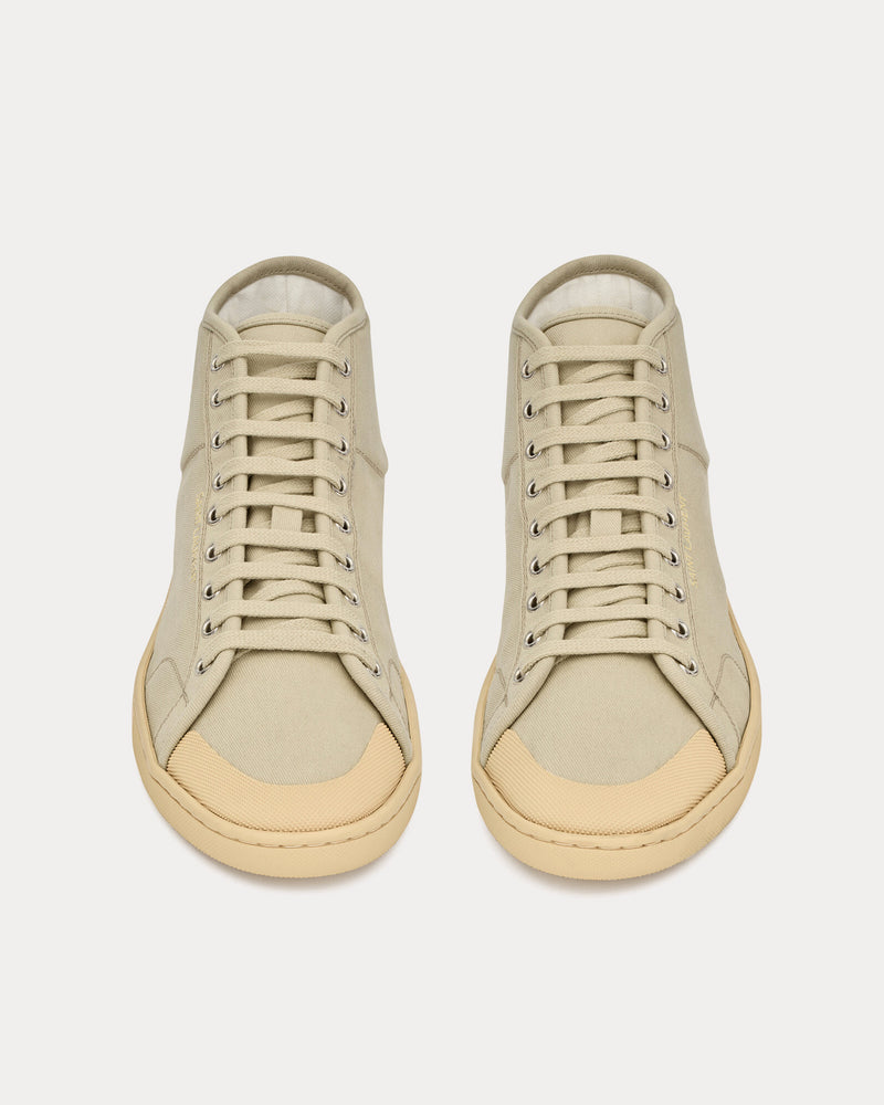 Saint Laurent SL/39 Court Classic Canvas Beige High Top Sneakers - 2