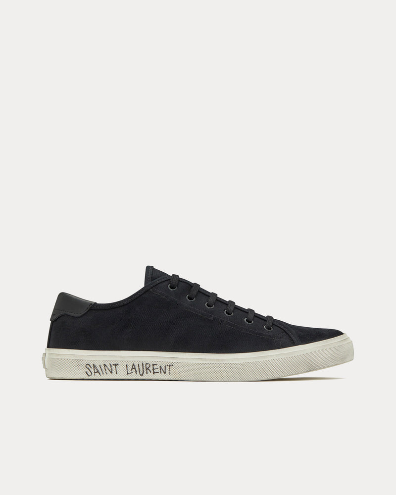 Saint Laurent Malibu Canvas & Smooth Leather Black Low Top Sneakers - 1