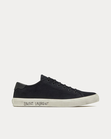 Saint Laurent Malibu Canvas & Smooth Leather Black Low Top Sneakers