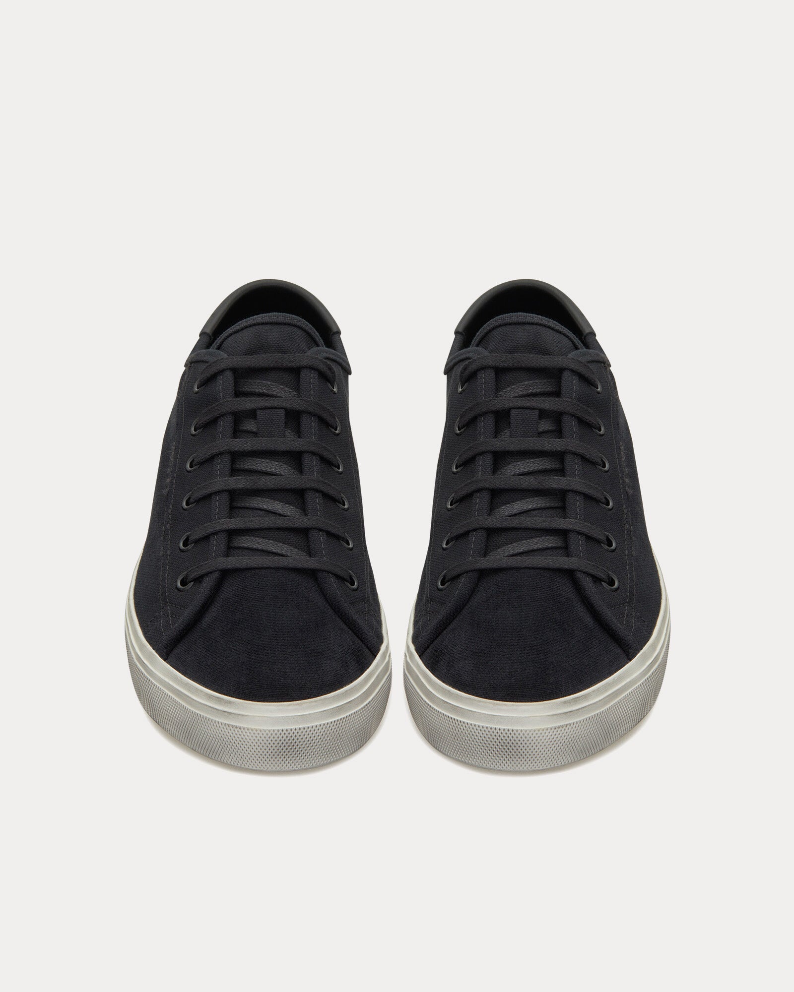 Saint Laurent Malibu Canvas & Smooth Leather Black Low Top Sneakers - 2