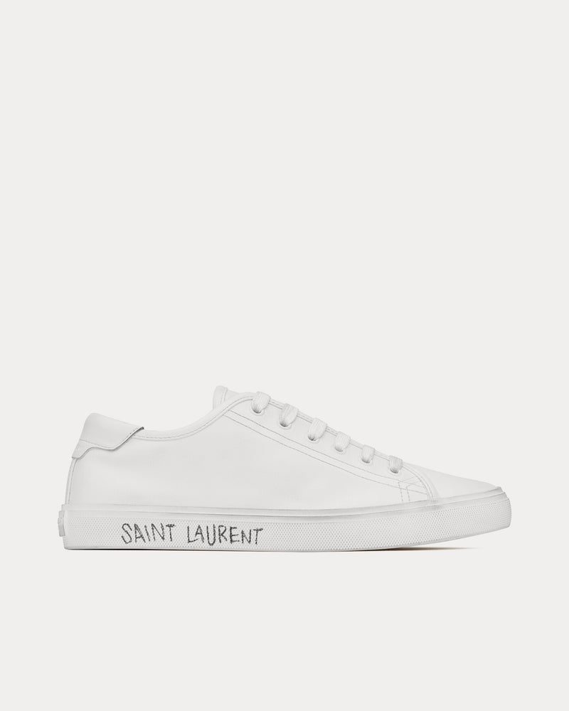 Saint Laurent Malibu Smooth Leather Optic White Low Top Sneakers - 1