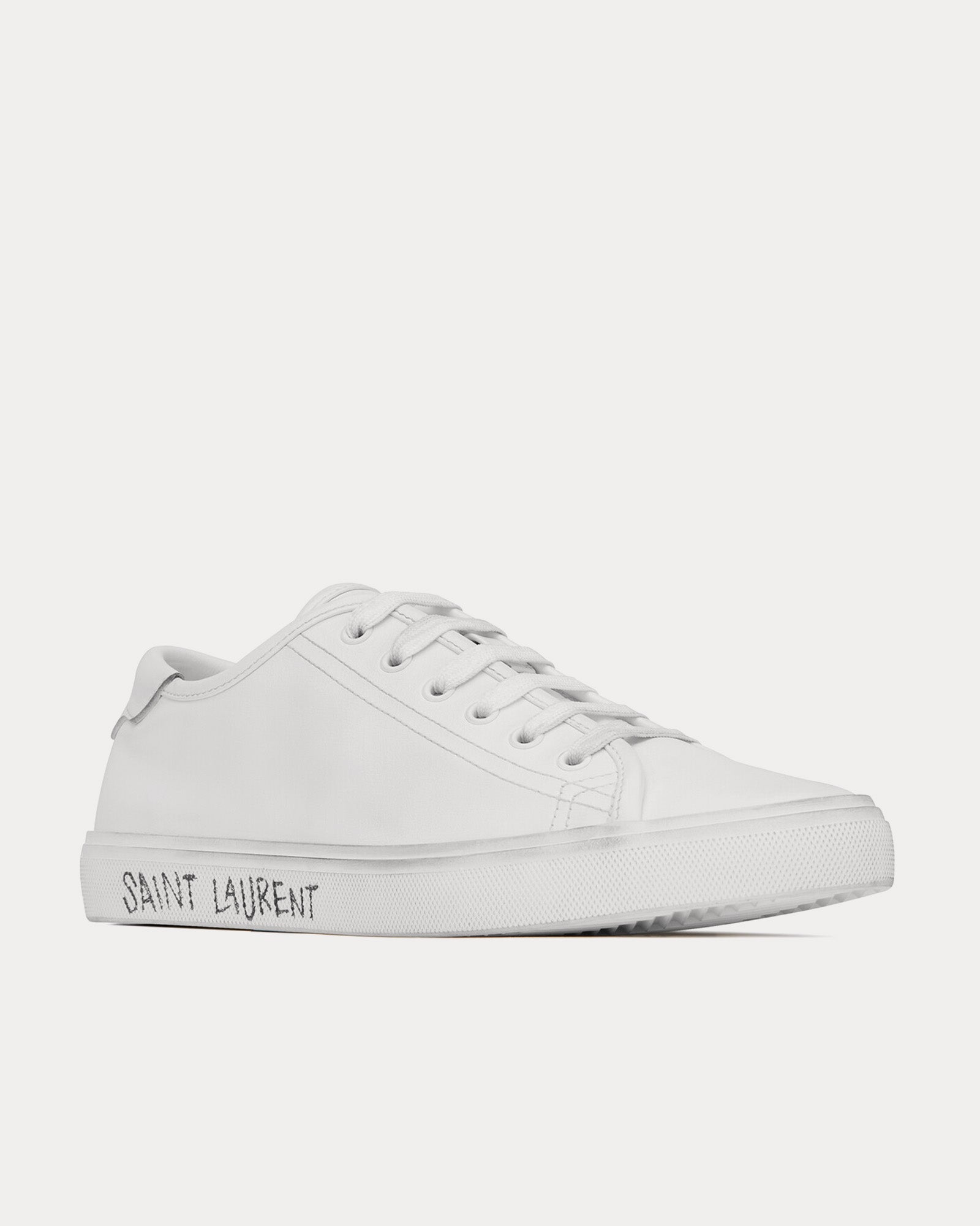 Saint Laurent Malibu Smooth Leather Optic White Low Top Sneakers - 3