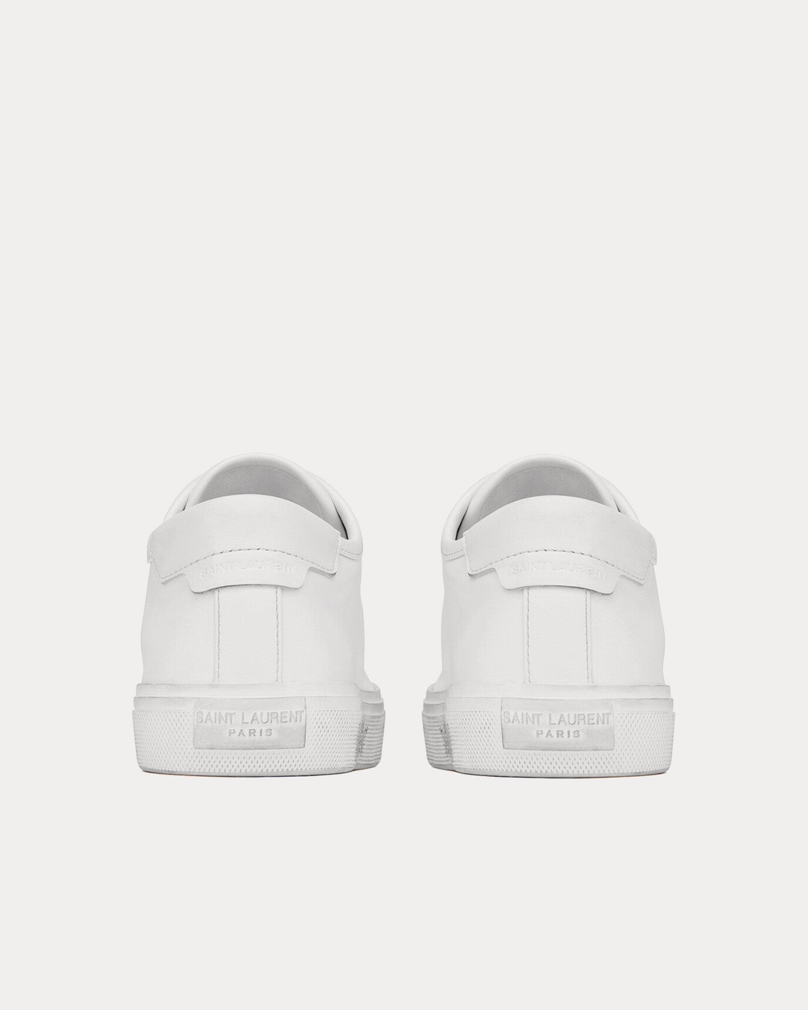 Saint Laurent Malibu Smooth Leather Optic White Low Top Sneakers - 4