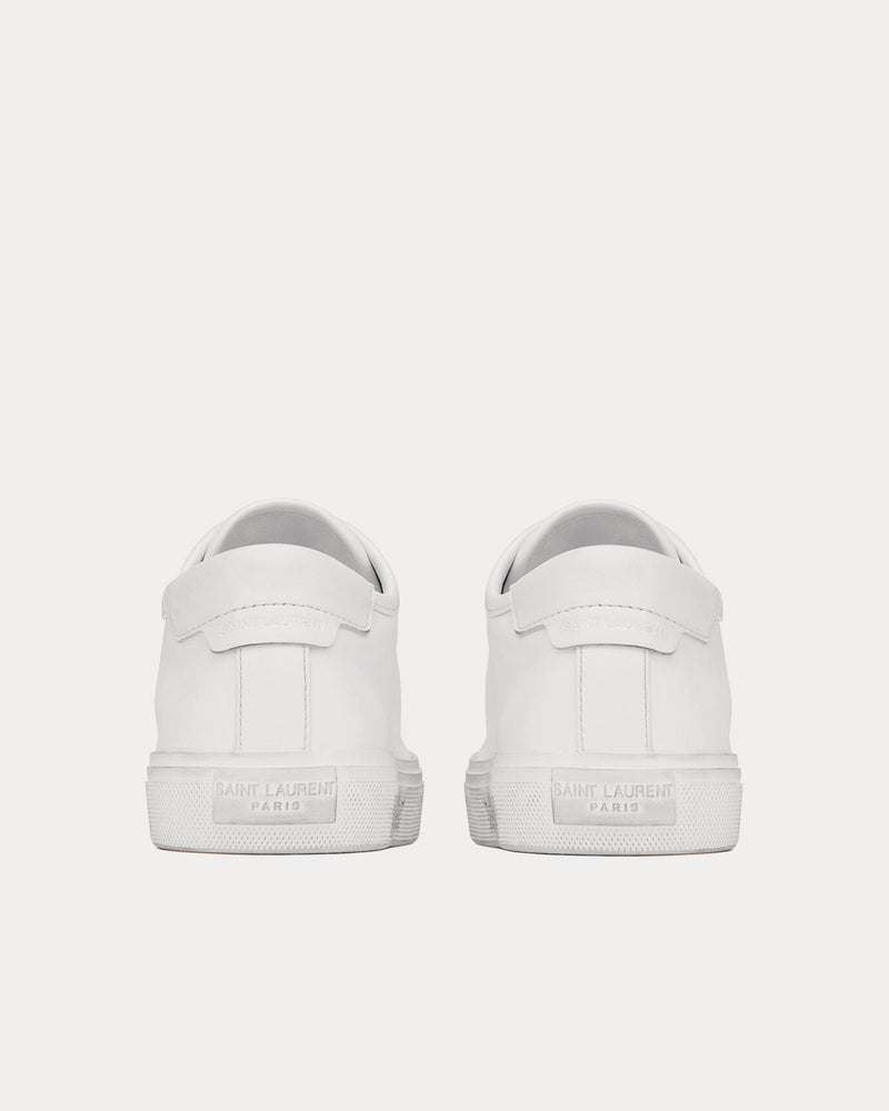 Saint Laurent Malibu Smooth Leather Optic White Low Top Sneakers - 4