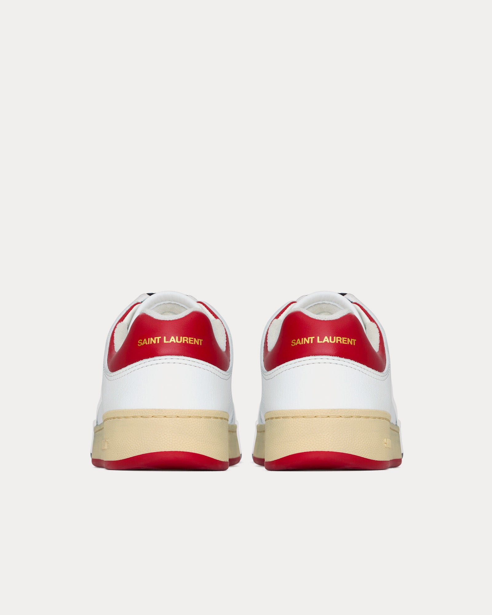 Saint Laurent SL/61 Grained Leather White / Vintage Red Low Top Sneakers - 3